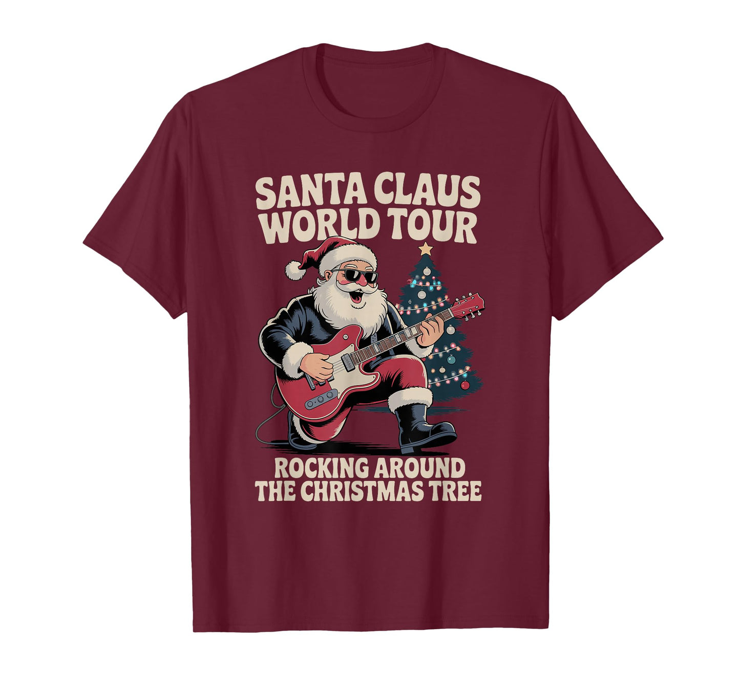 Santa Claus World Tour Rocking Around The Christmas Tree T-Shirt