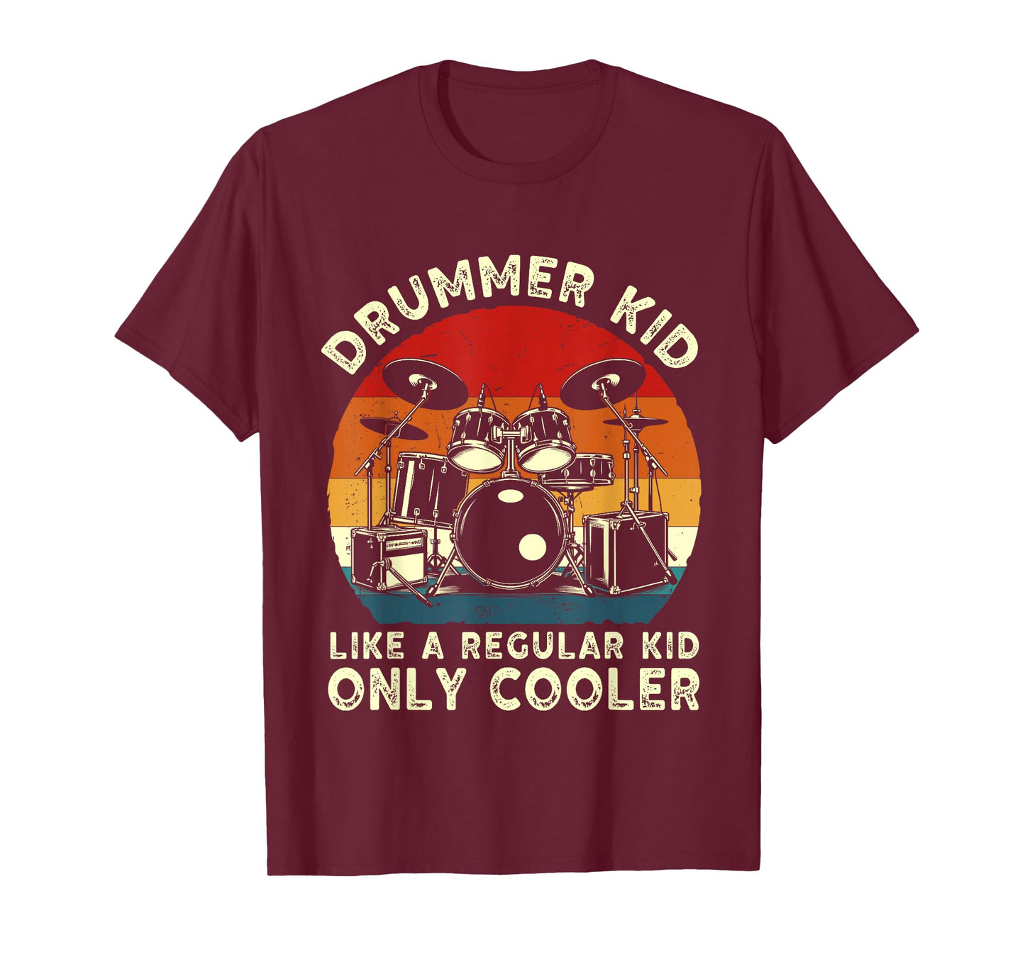 Drummer kid drum set drummer drumming art for Boys Girls Kid T-Shirt
