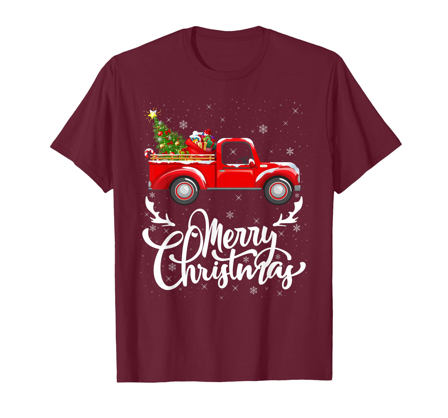 Merry Christmas Tree Red Truck Matching Family Xmas T-Shirt