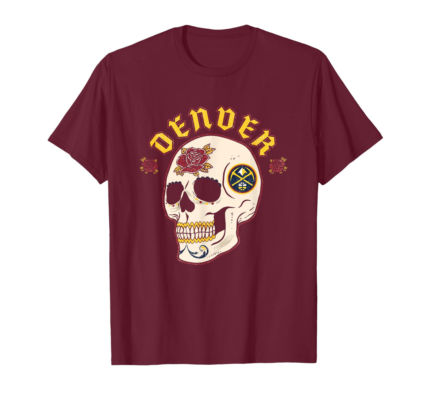 NBA Denver Nuggets Halloween Floral Skull T-Shirt