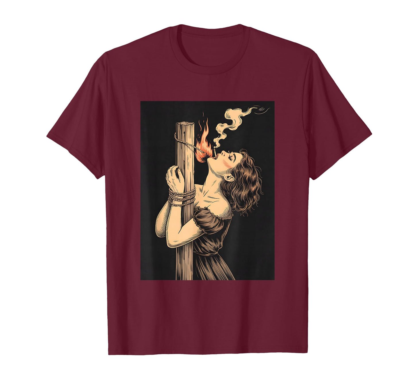 Satan Devil Hell Witch with Flames Cigarette Occult for Men T-Shirt