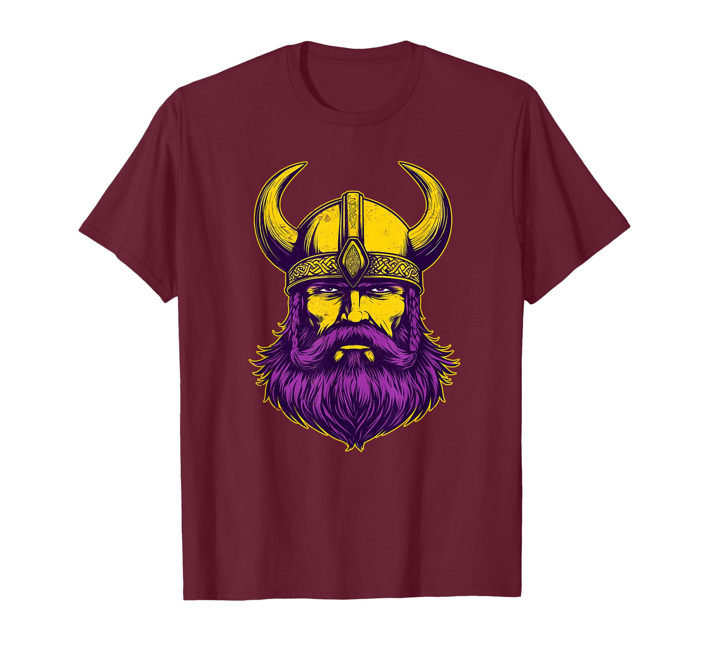 Viking Warrior Helmet Men Distressed Nordic Viking Purple T-Shirt