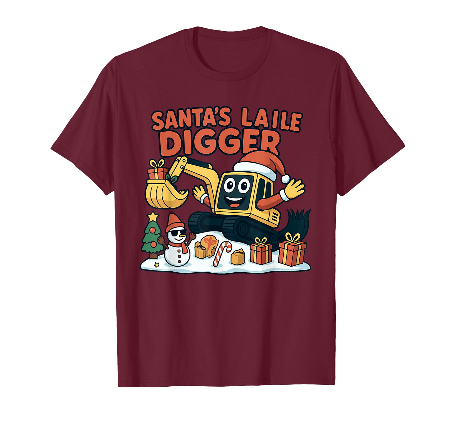 Christmas Santa Excavator Funny Holiday Digger T-Shirt