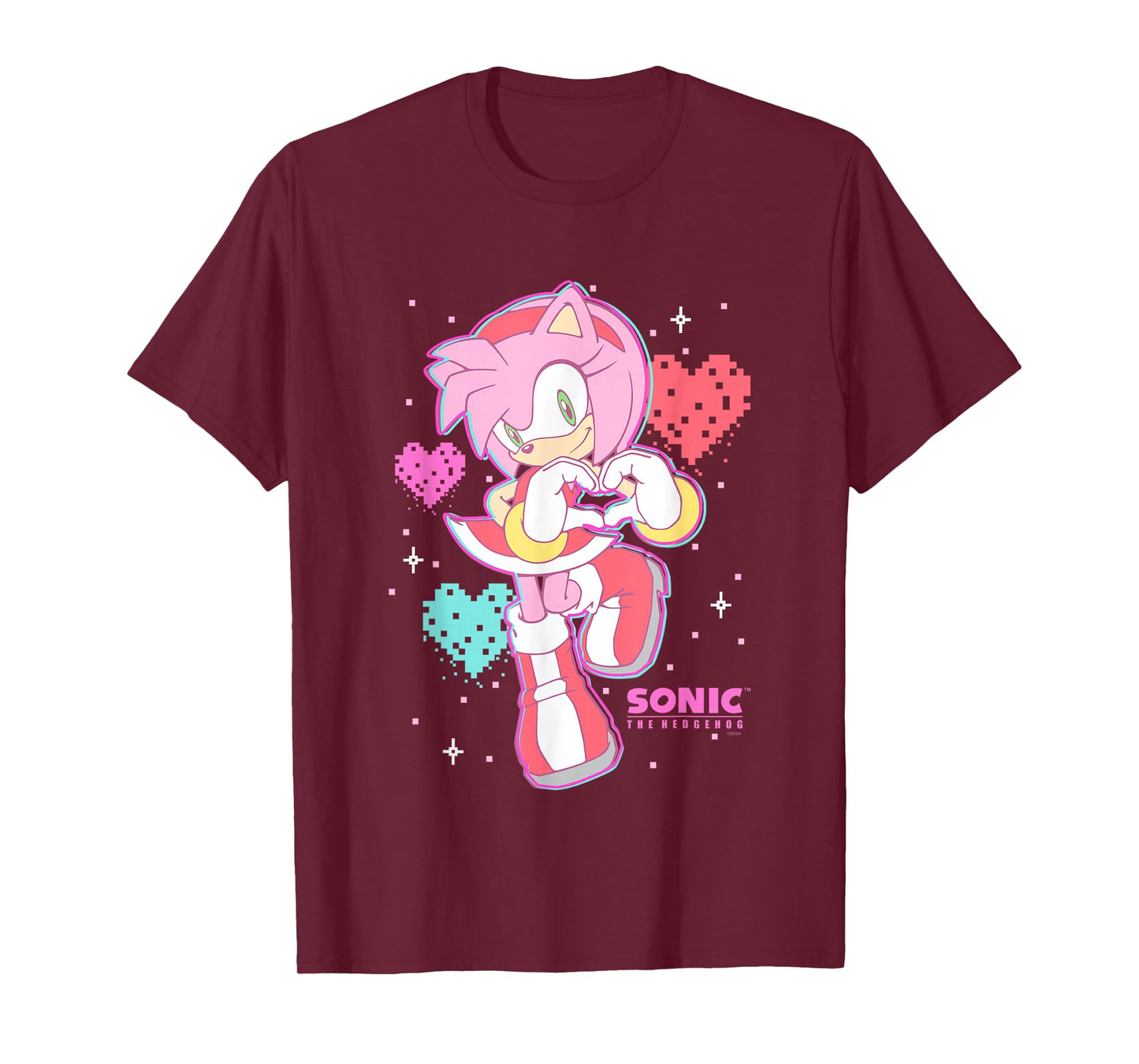 Sonic The Hedgehog Valentine's Day Cute Amy Rose Retro Logo T-Shirt
