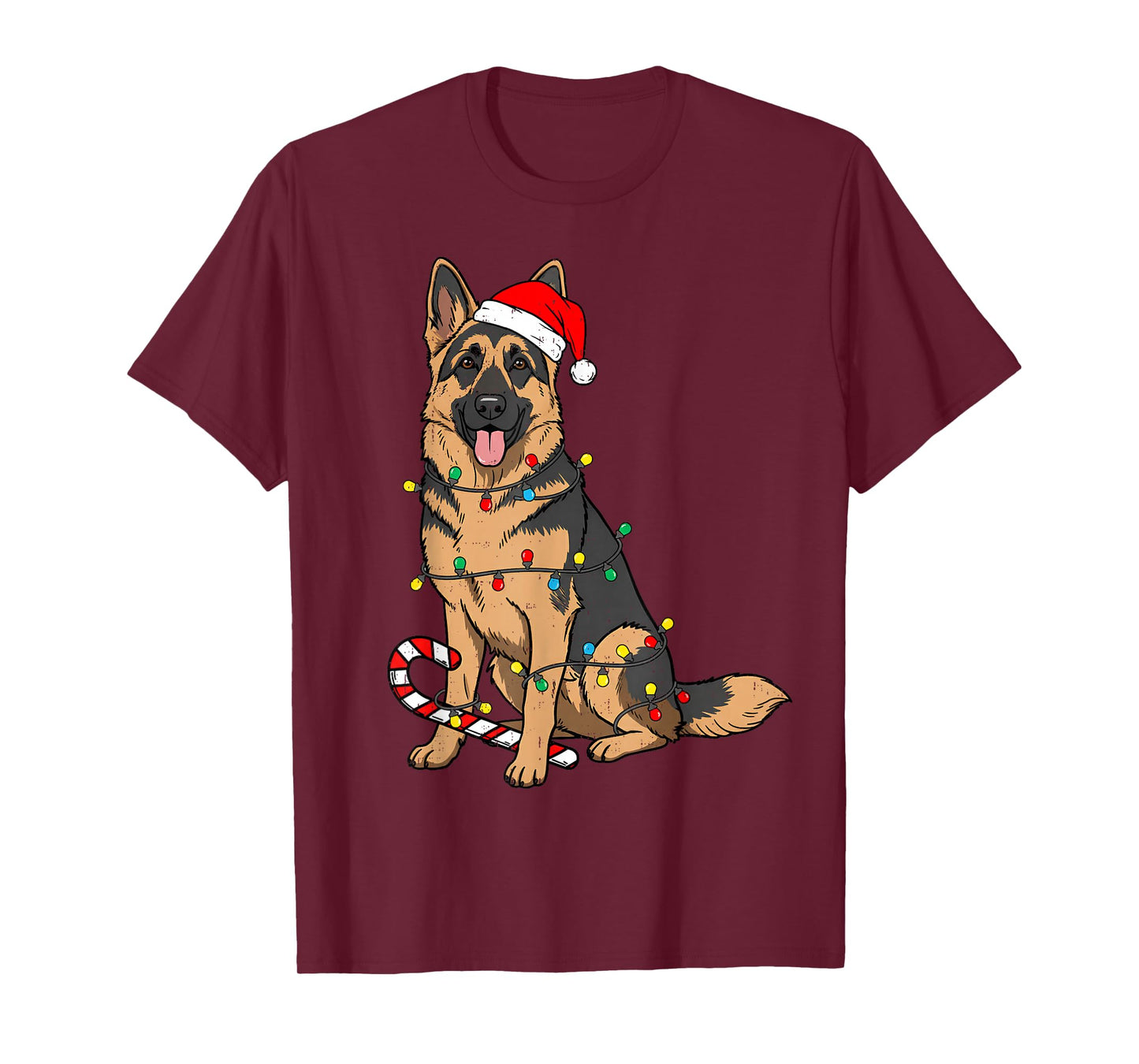German Shepherd Dog Christmas Lights Xmas Pet Dog Lover T-Shirt