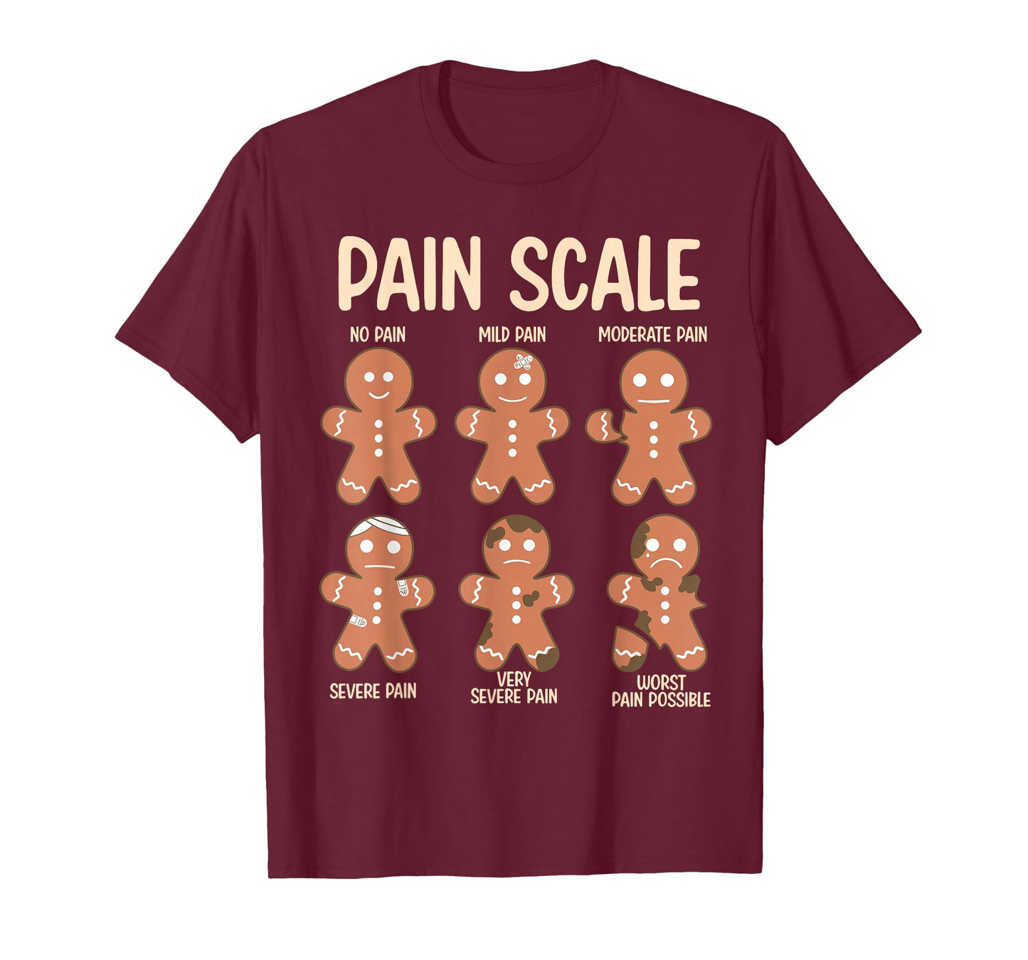 Pain Scale Funny Gingerbread Man Christmas Nurse Holiday T-Shirt