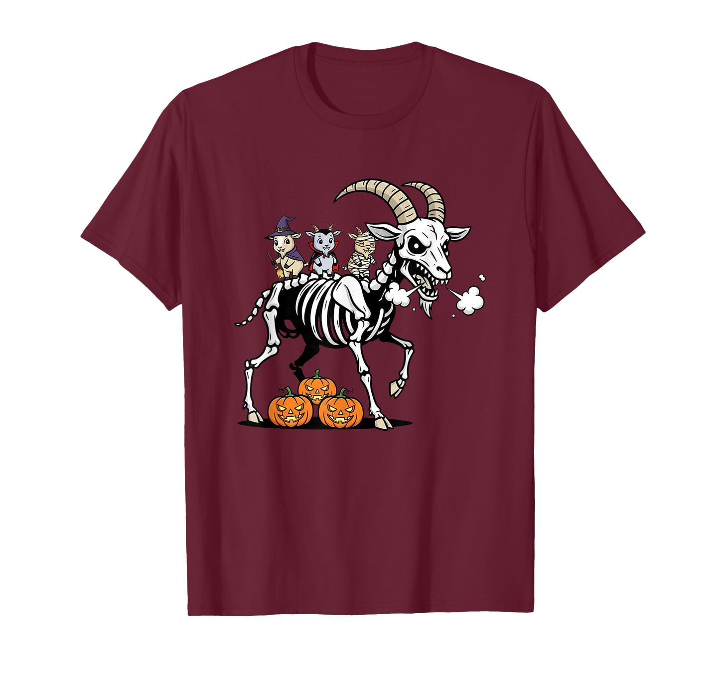 Funny Goat Skeleton Mummy Witch Halloween Kids Mens Womens T-Shirt
