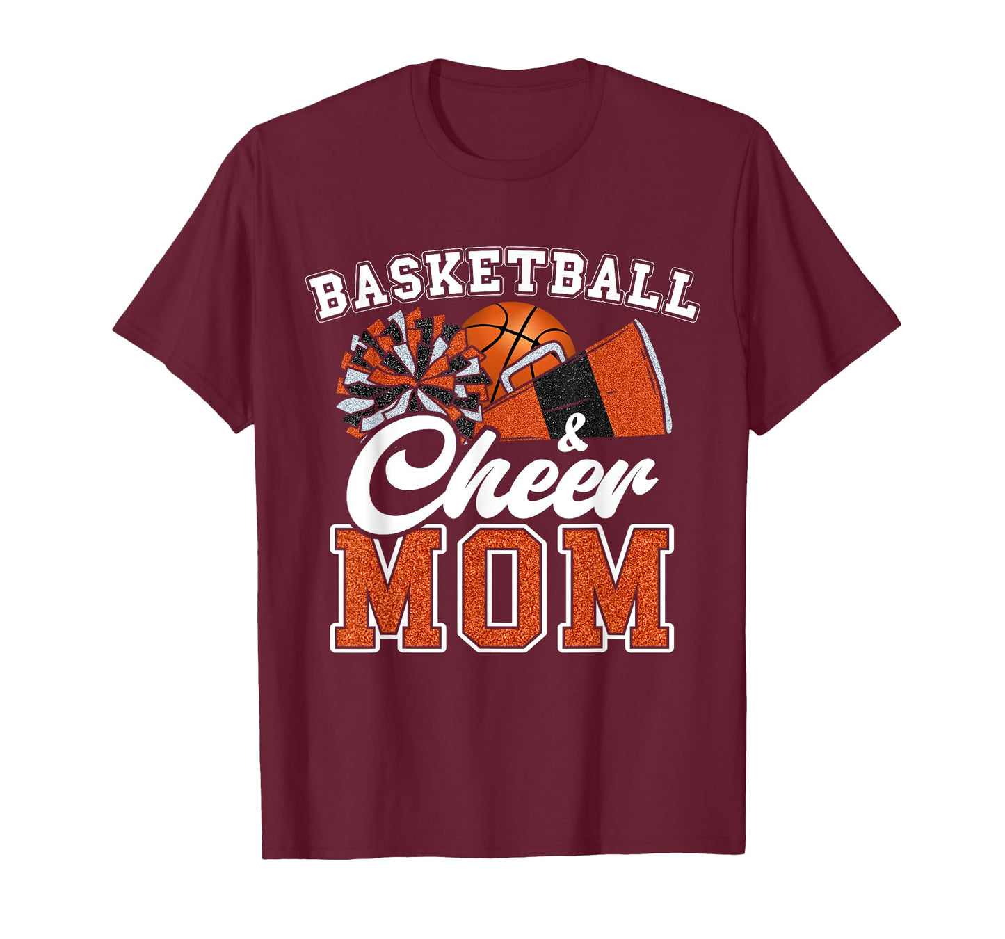 Proud Basketball & Cheer Mom Cheerleader Mom Mama Orange T-Shirt