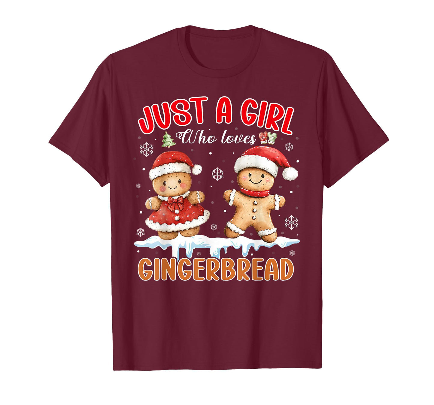 Christmas Just A Girl Who Loves Gingerbread Man Xmas Pajamas T-Shirt