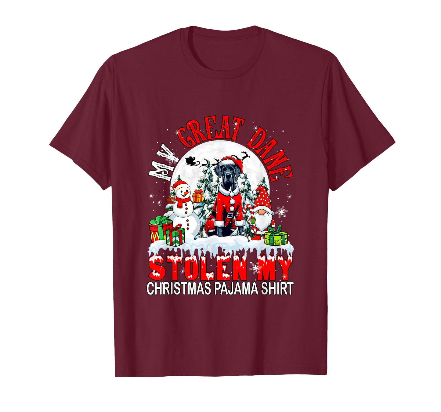 My Great Dane Stolen My Christmas Pajama Shirt Santa Dog T-Shirt