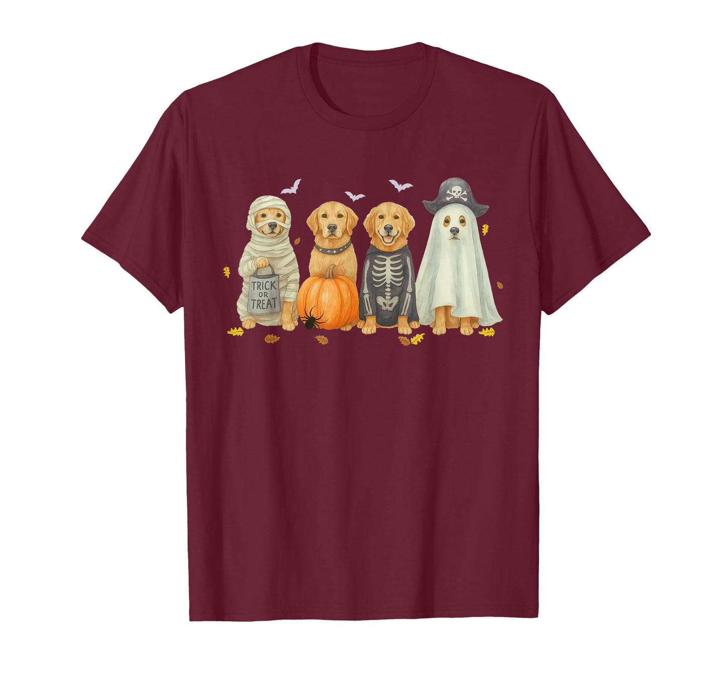 Retro Golden Retriever Dogs Ghost Boo Witch Funny Halloween T-Shirt