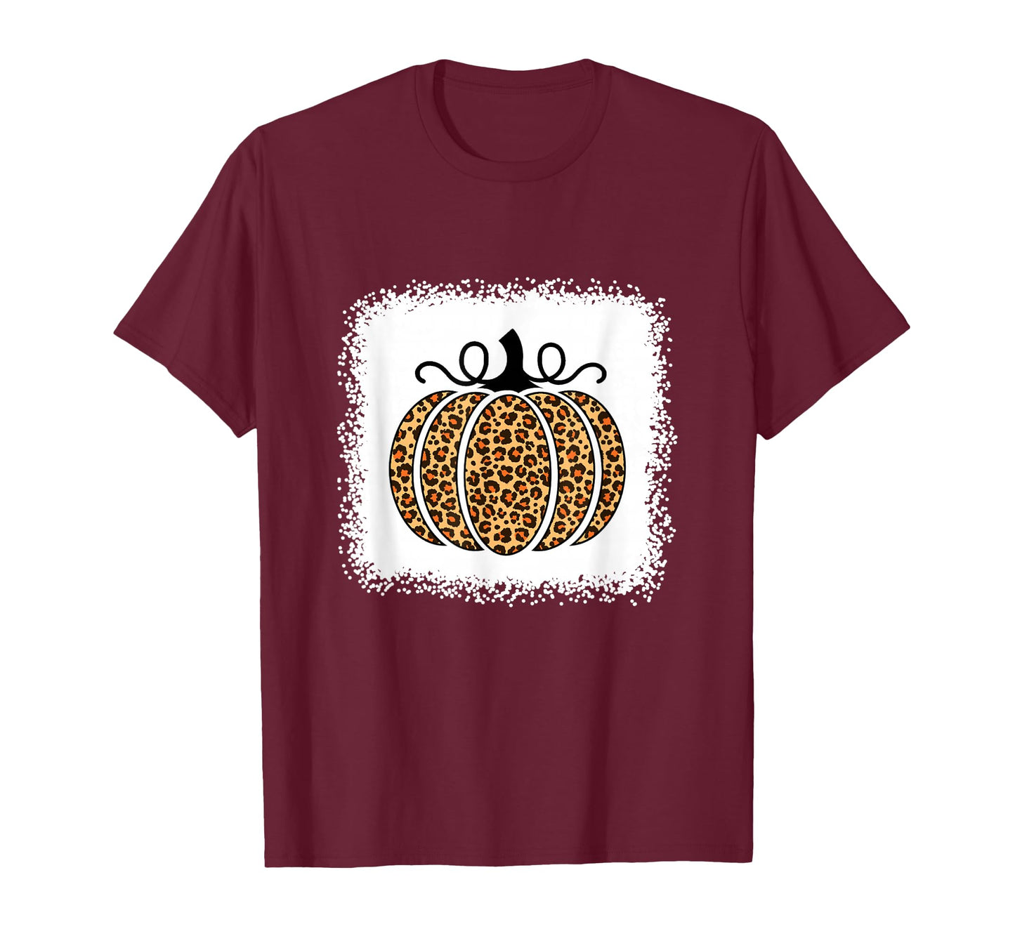 Halloween Pumpkin Bleached Leopard Print for Women Teen Girl T-Shirt