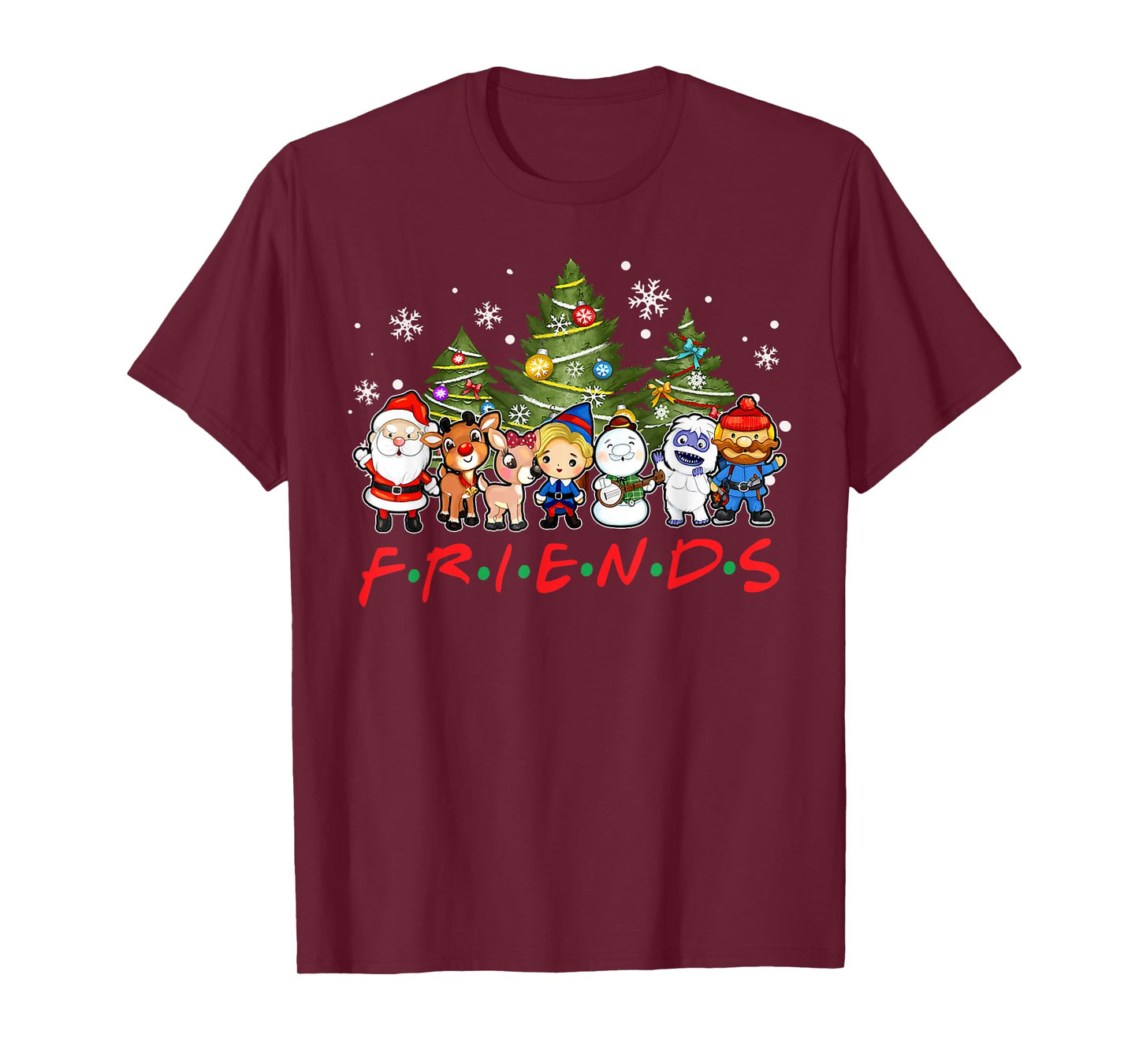 Christmas Santa Friends Rudolph Snowman Family Xmas Holiday T-Shirt