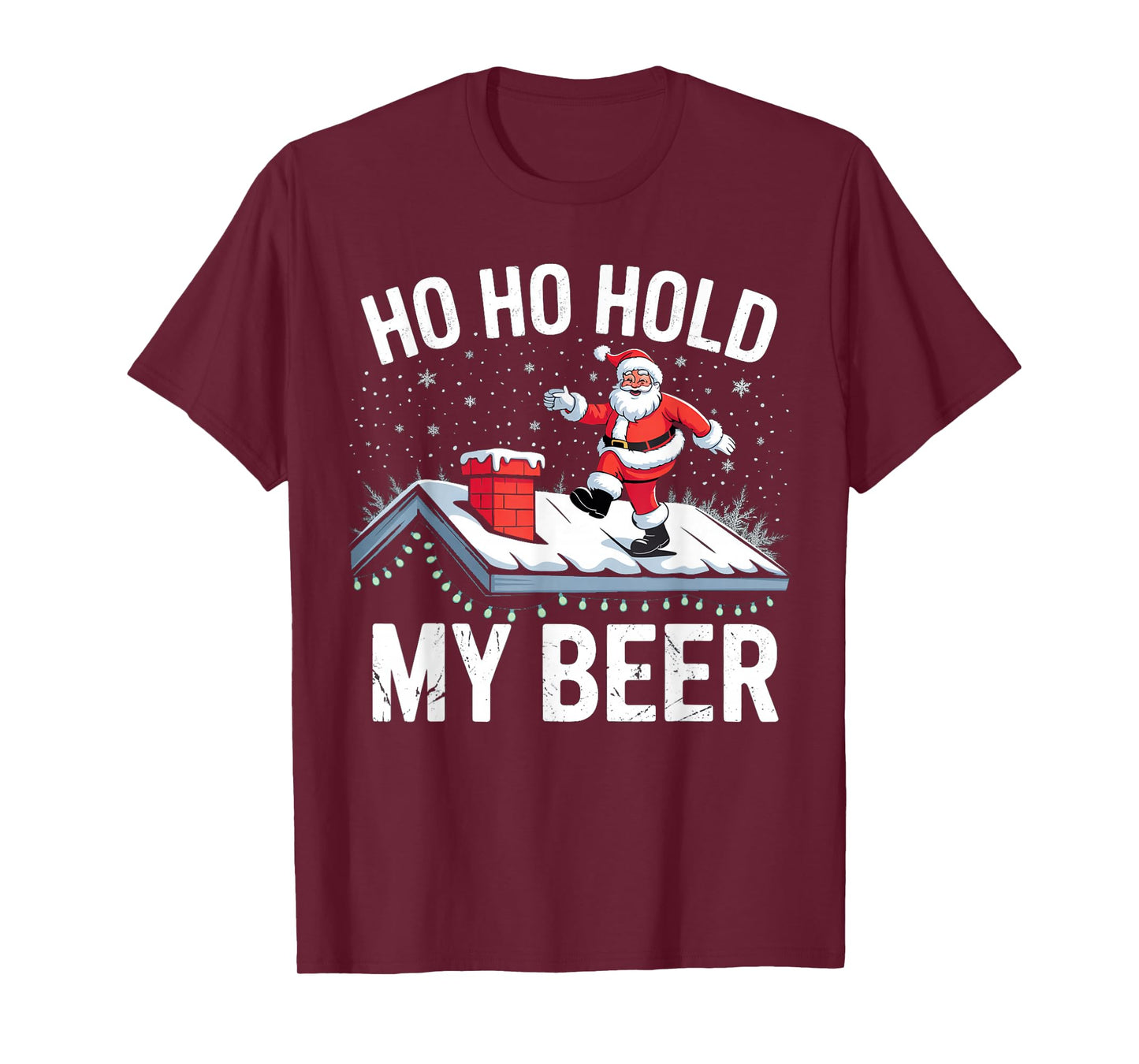Ho Ho Hold My Beer Christmas 2025 Drinking Santa Gifts T-Shirt