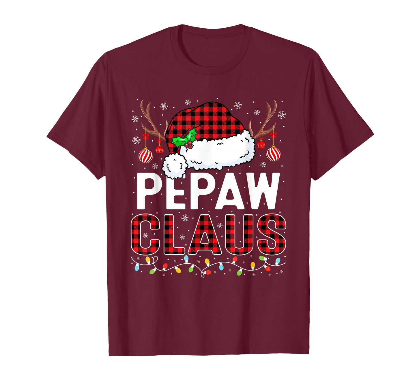 Christmas Lights Pepaw Claus Family Matching Xmas Pajama T-Shirt
