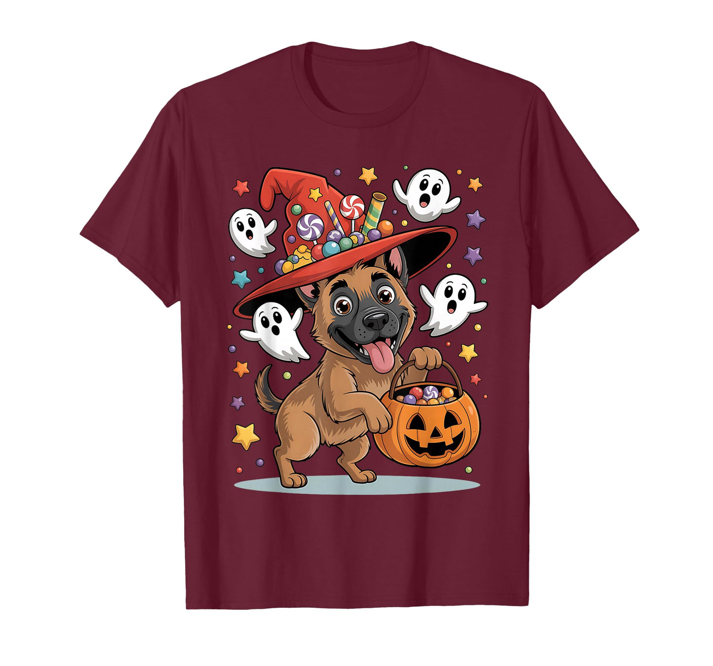 Belgian Malinois Dog Pumpkin Ghost Candy Witch Halloween T-Shirt