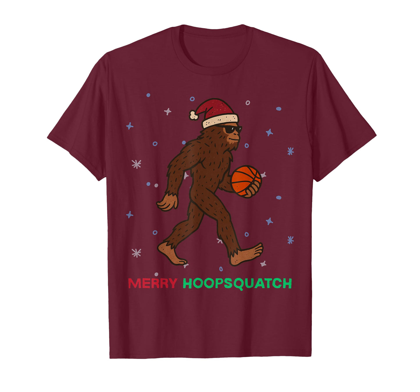 Sasquatch Basketball Xmas Holiday Funny Christmas T-Shirt