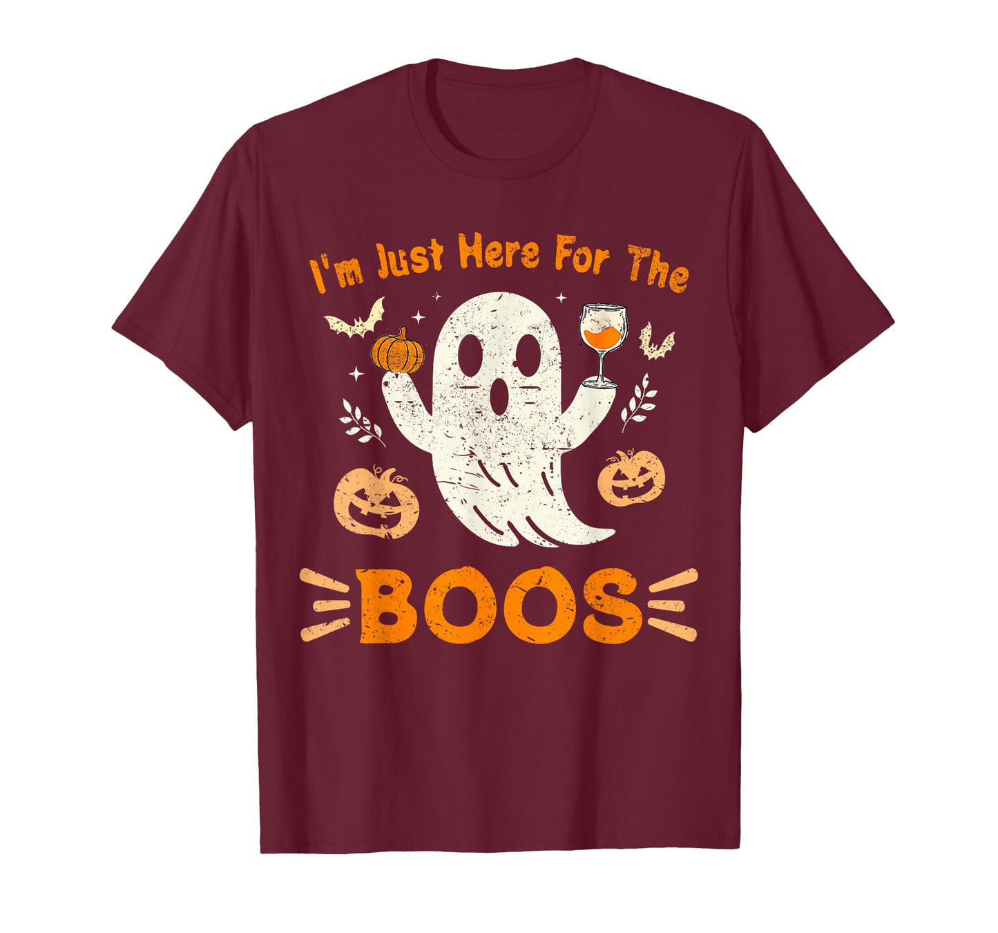 I'm Just Here For The Boos Funny Ghost Retro Halloween T-Shirt