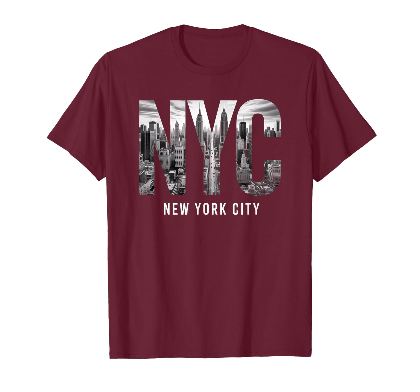 New York City Skyline Black and White Modern Typography T-Shirt