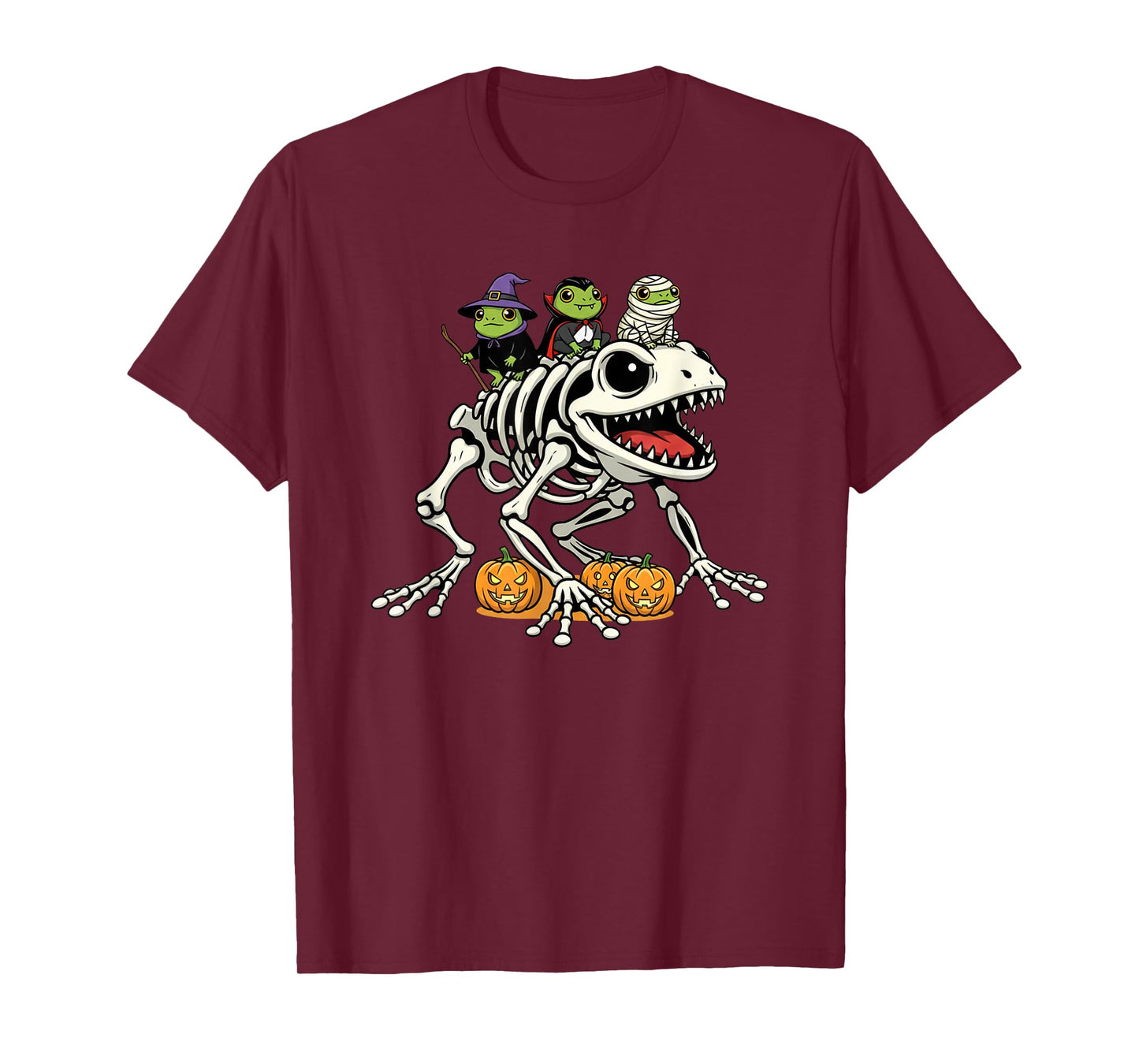 Funny Frog Skeleton Mummy Witch Halloween Kids Mens Womens T-Shirt