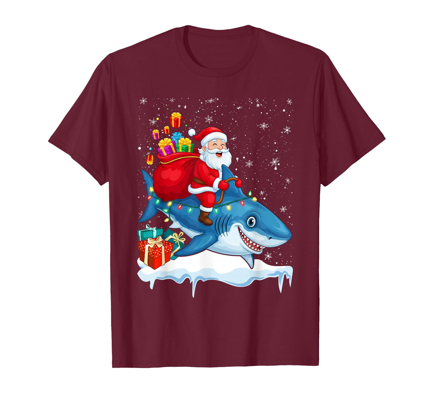 Shark Christmas Men Boys Lover Santa Claus T-Shirt