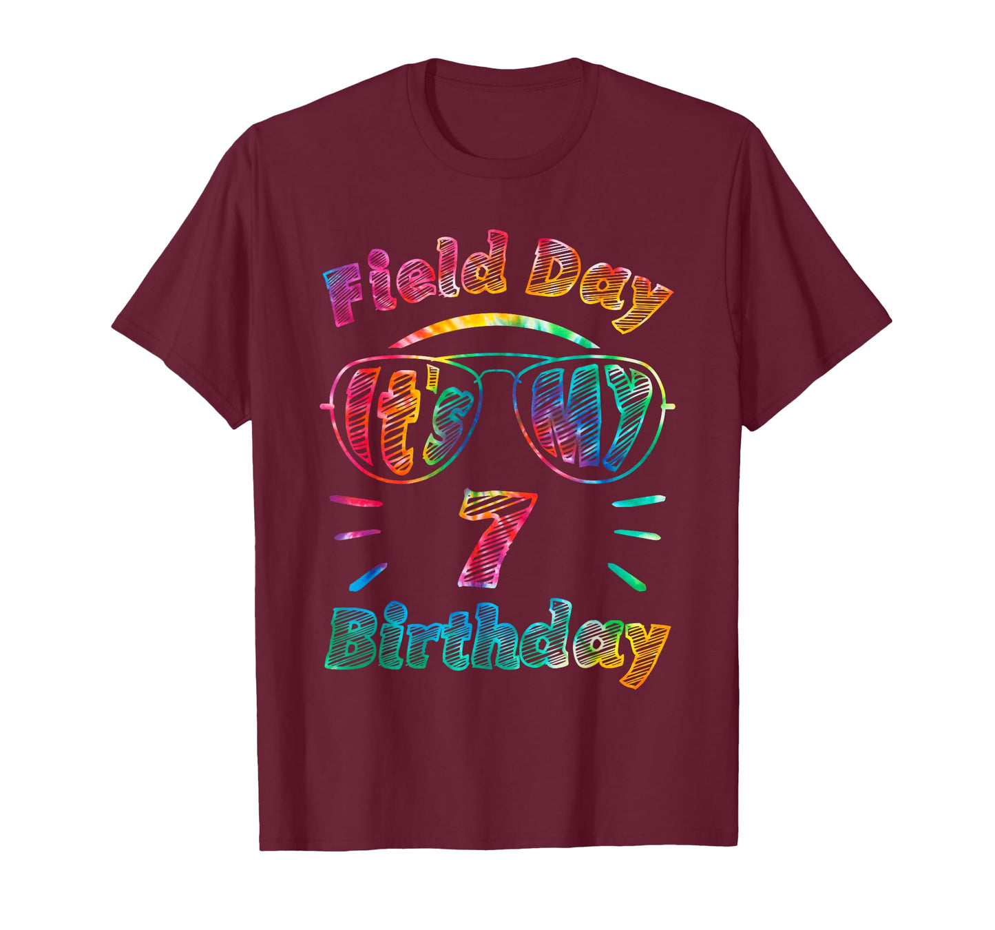 Field Day Is My 7th Birthday Seven Birthday Kids Tie Dye T-Shirt