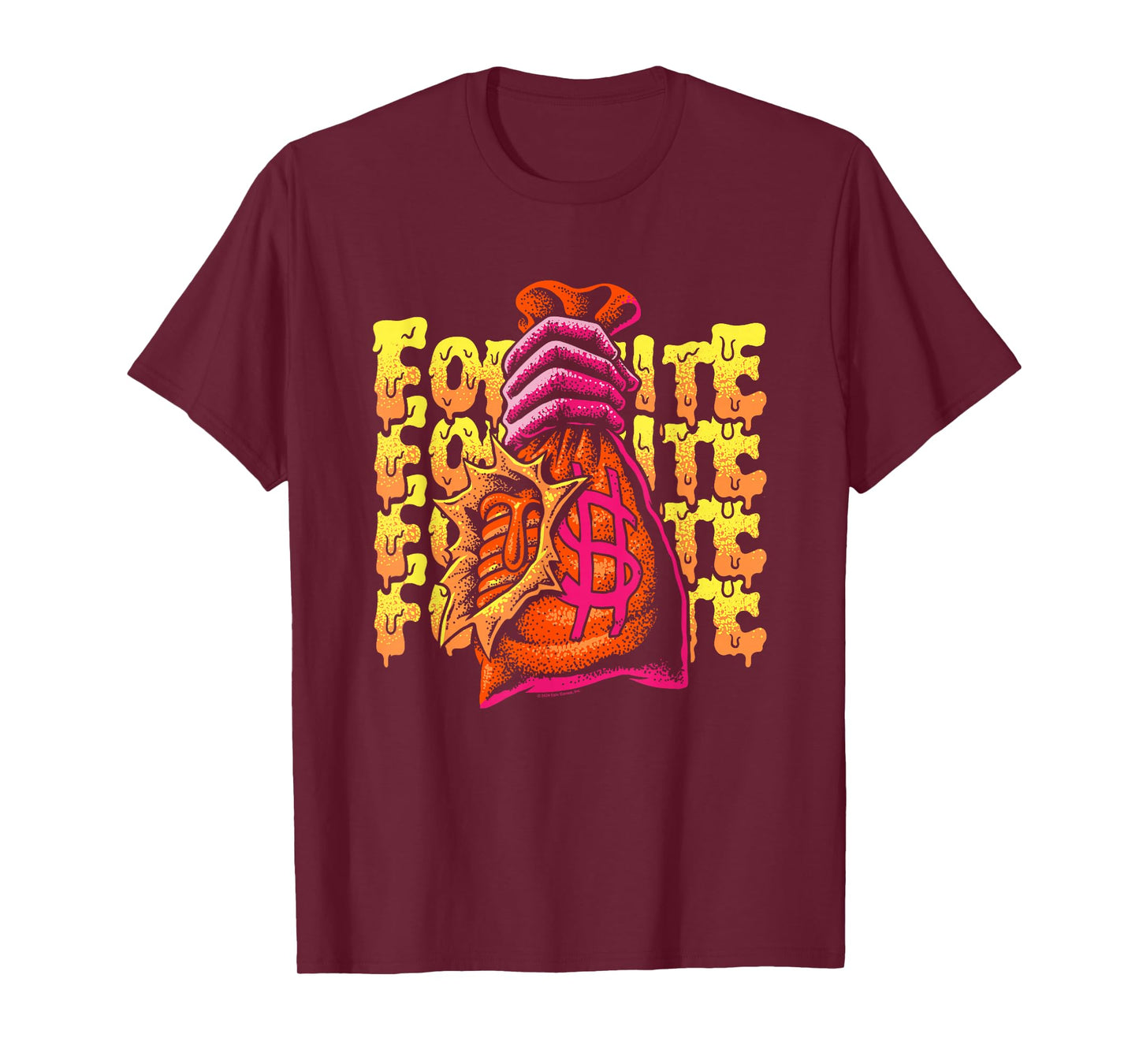 Fortnite Mancake Melting Distressed Big Chest Poster T-Shirt