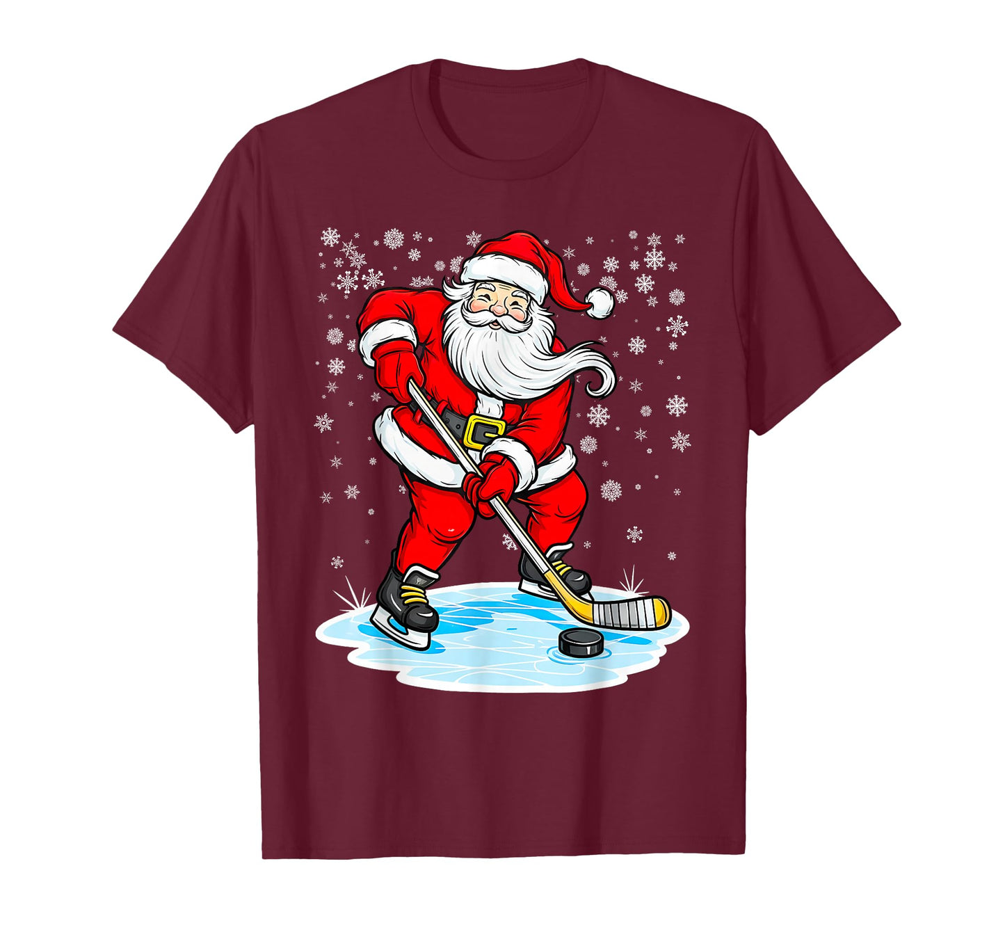 Ice Hockey Santa Claus Christmas Player Coach Team Dad T-Shirt