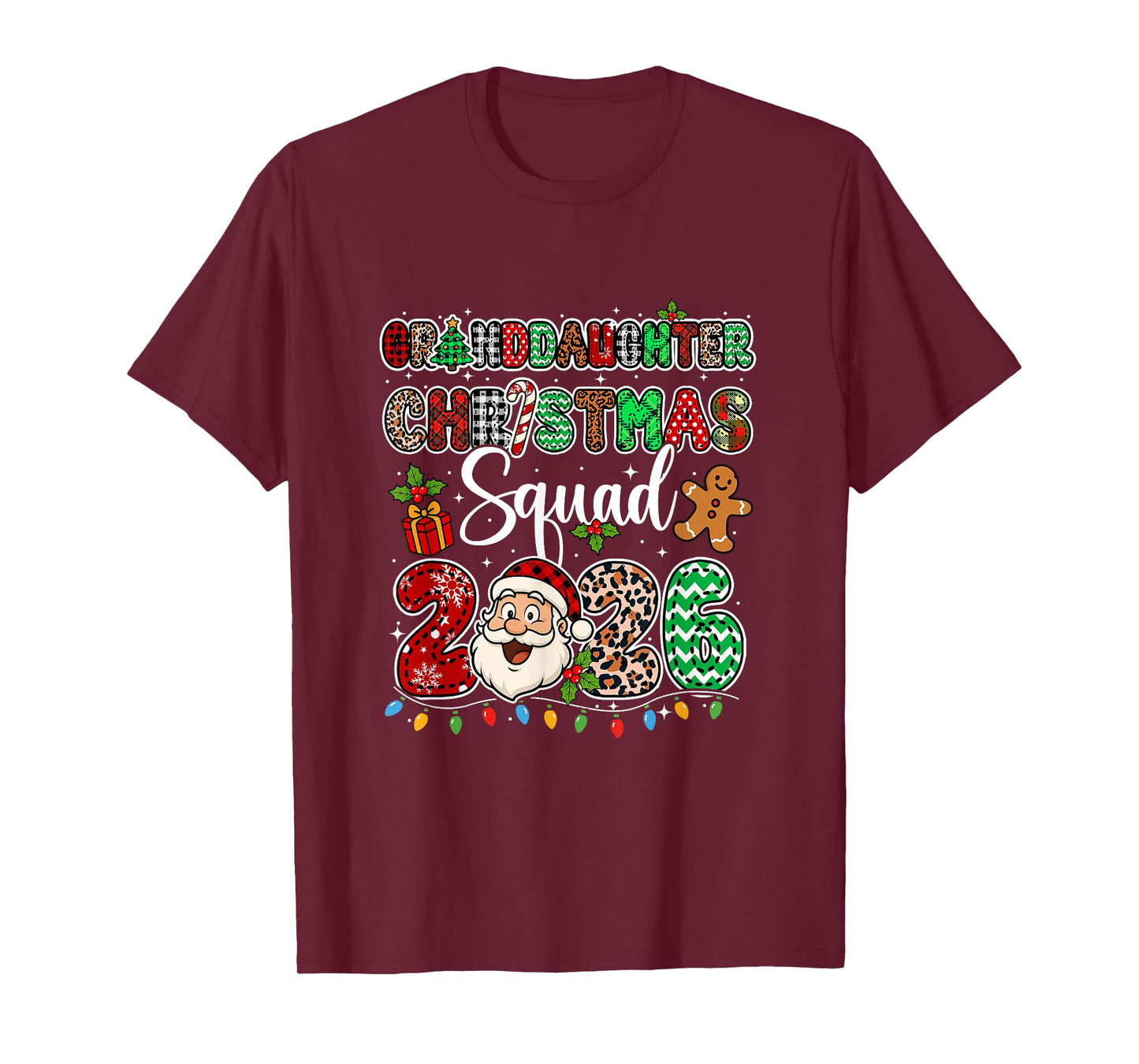 Grandddaughter Christmas Crew 2026 Leopard Santa Family T-Shirt
