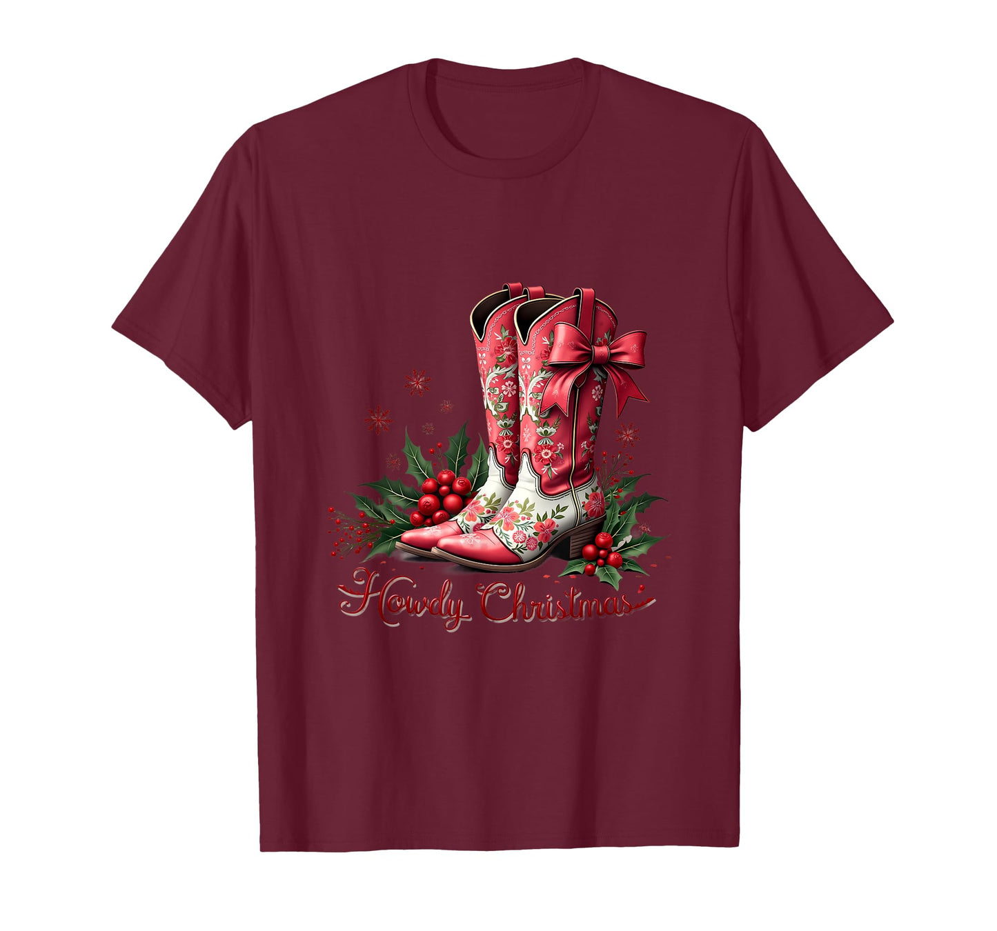 Cowgirl Boots Coquette Xmas Bow Western Howdy Christmas Club T-Shirt