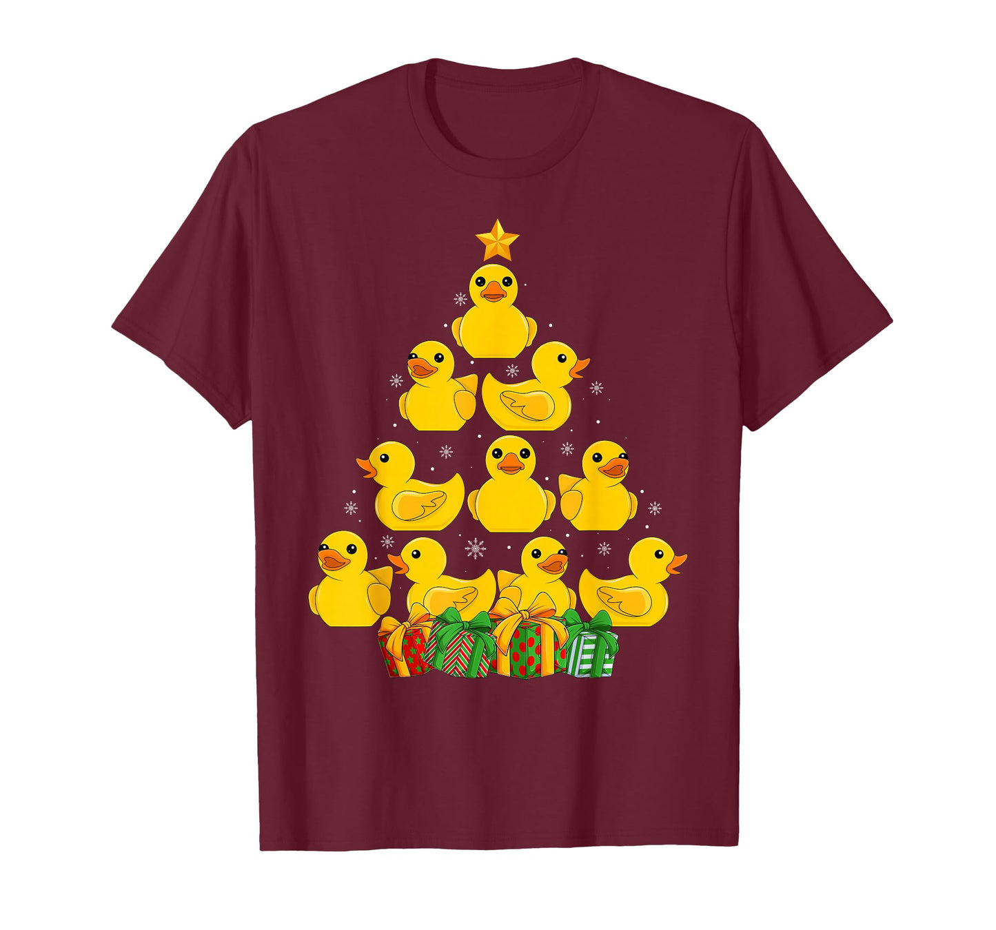 Rubber Duck Christmas Tree Pajamas Santa Hat Duck Xmas Decor T-Shirt