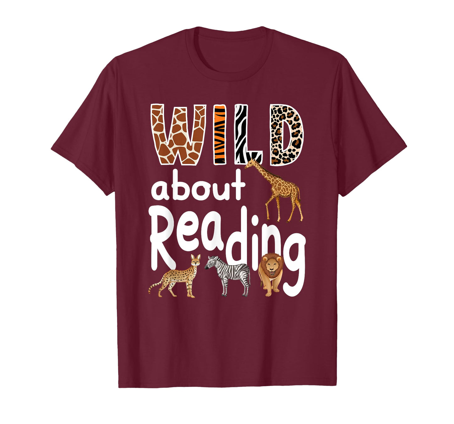 Zoo Animals Wild About Reading Books Reader Lover Librarian T-Shirt