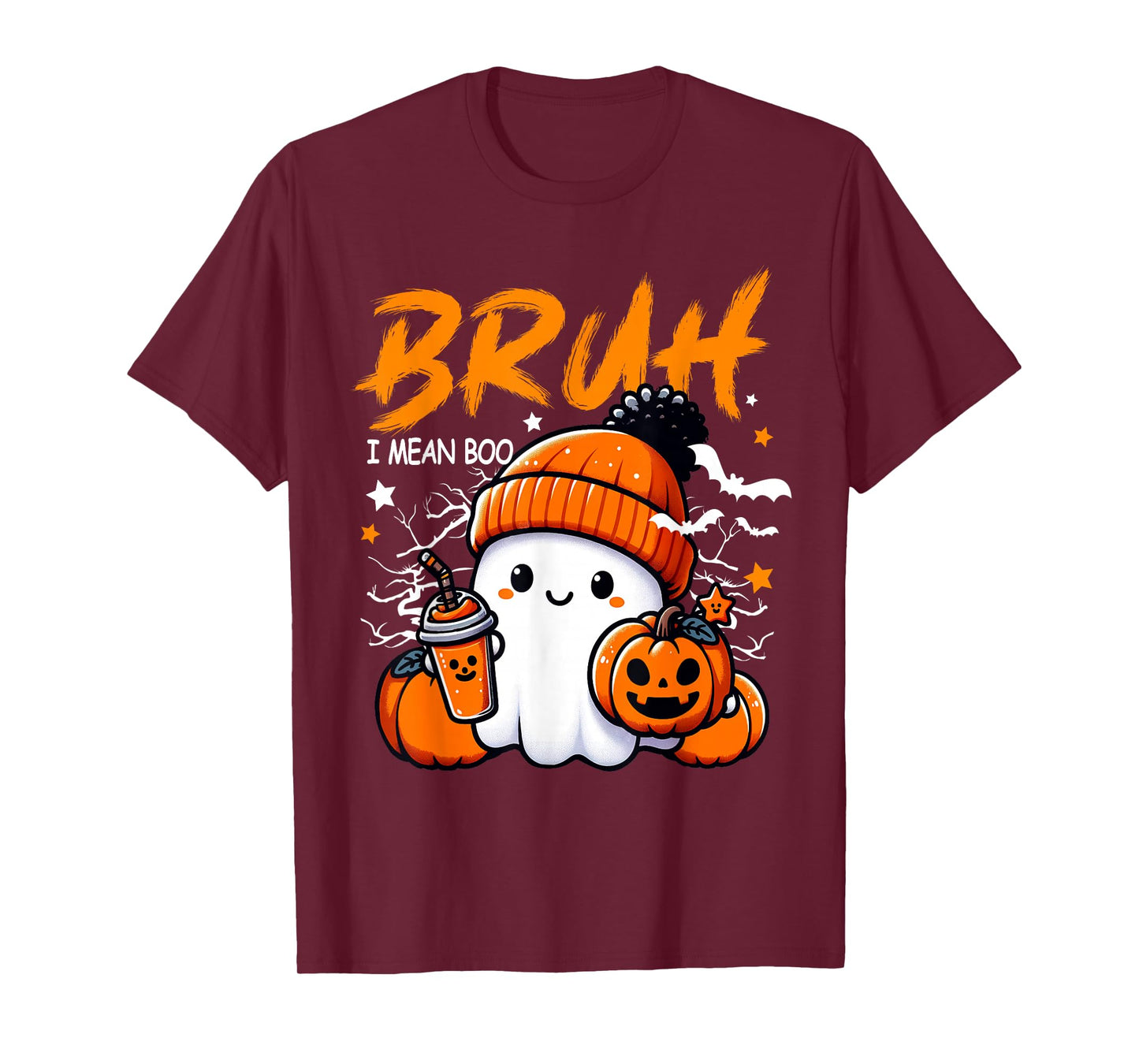 Bruh Ghost Halloween Cute Boo Trick Or Treat Candy Kids T-Shirt