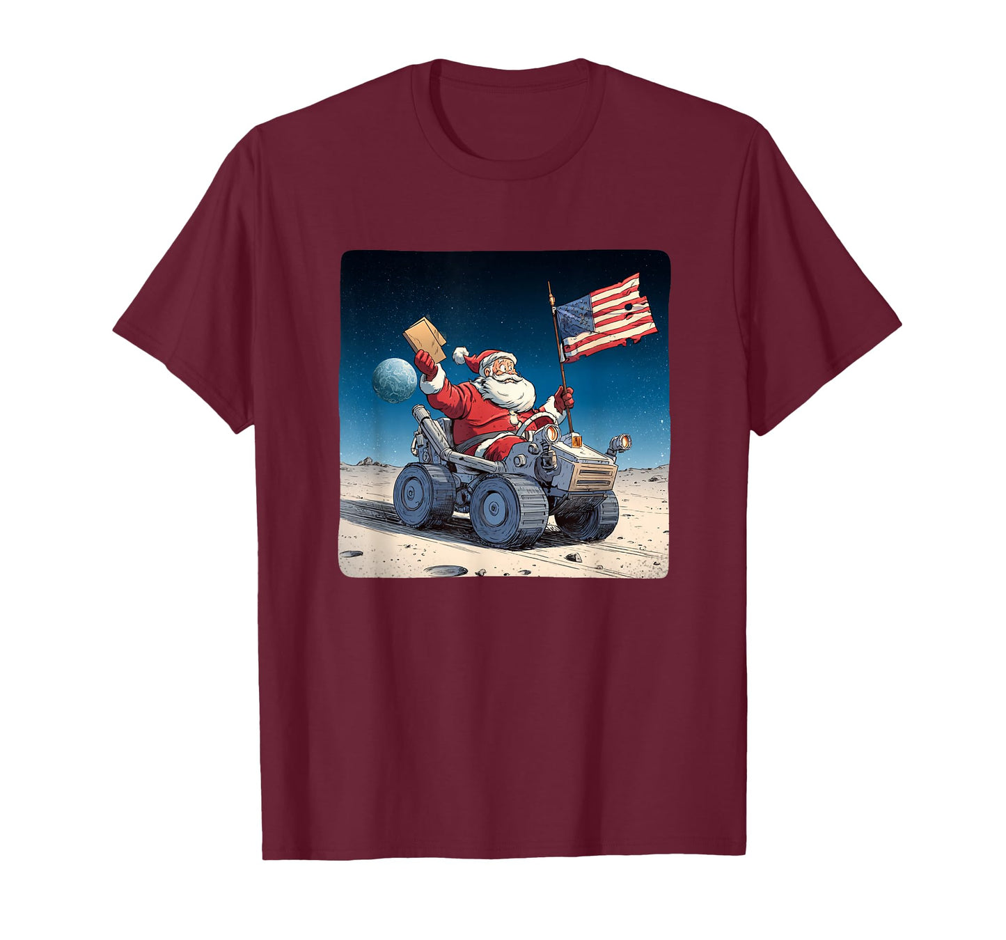Funny Christmas on Moon with Santa Vehicle Costume T-Shirt