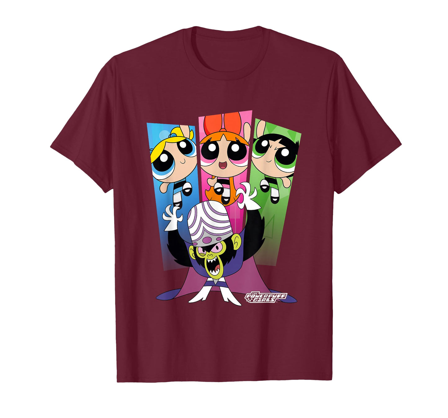 The Powerpuff Girls Mojo JoJo Group Shot Big Chest Panels T-Shirt