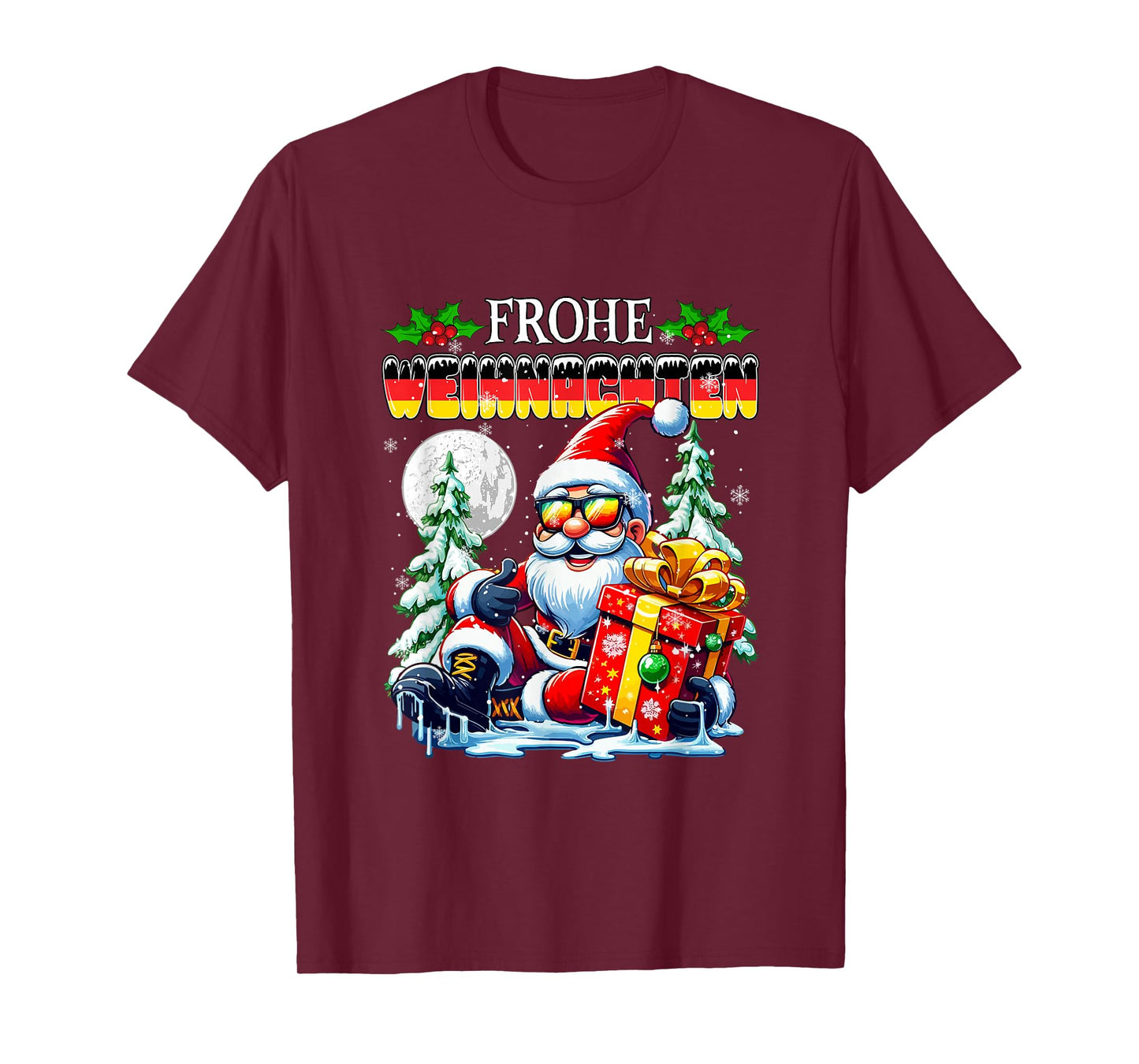 Frohe Weihnachten Merry Xmas Santa Sunglasses German Flag T-Shirt