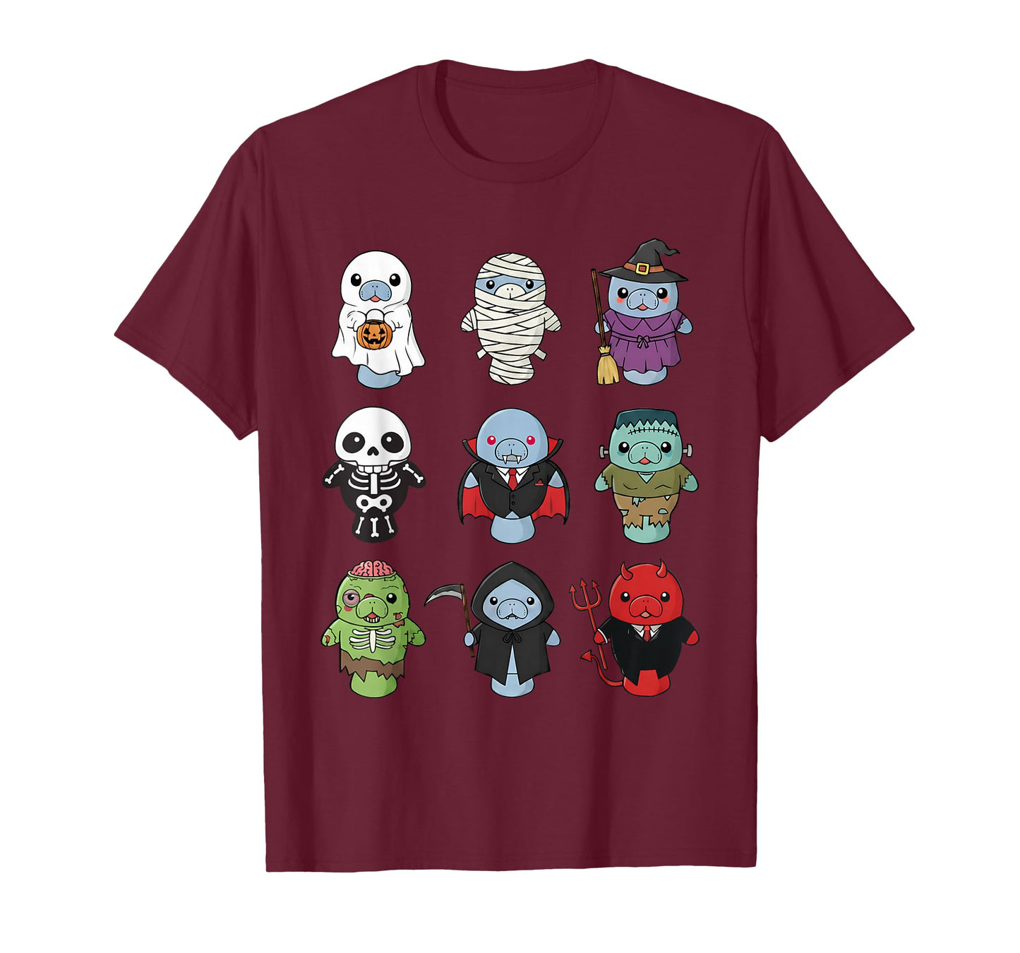 Baby Manatee Ghost Zombie Witch Halloween Costume Kids T-Shirt