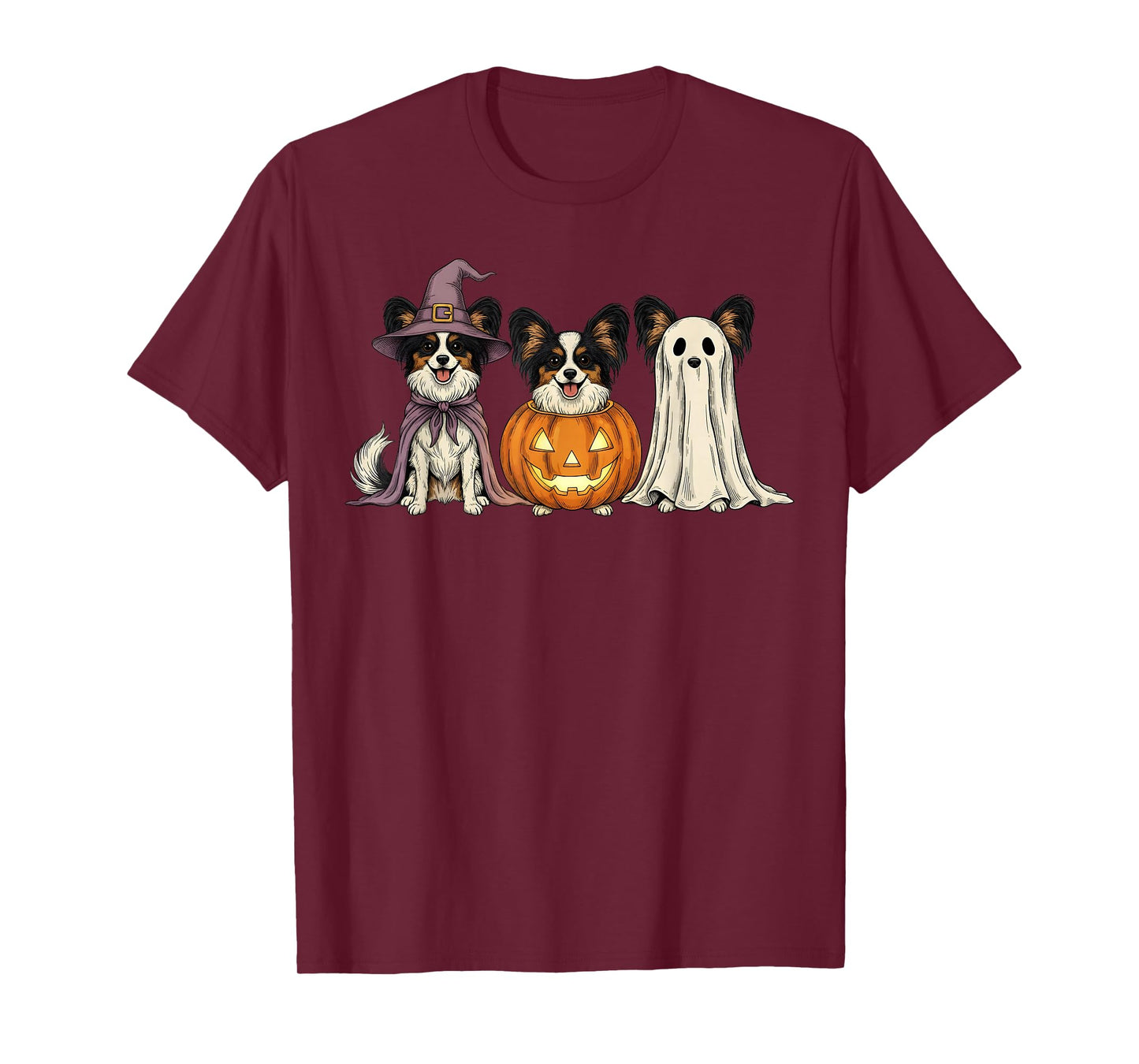 Spooky Ghost Papillon Dog Lover Pumpkin Halloween T-Shirt