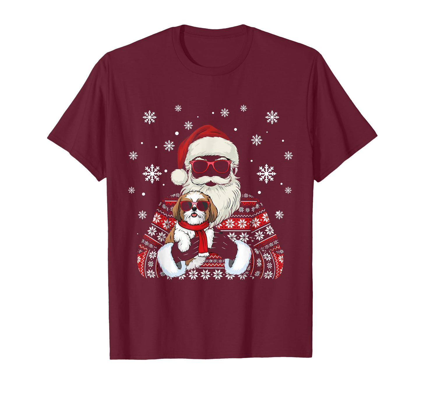 Schnauzer Dog and Santa Merry Christmas Ugly Christmas T-Shirt