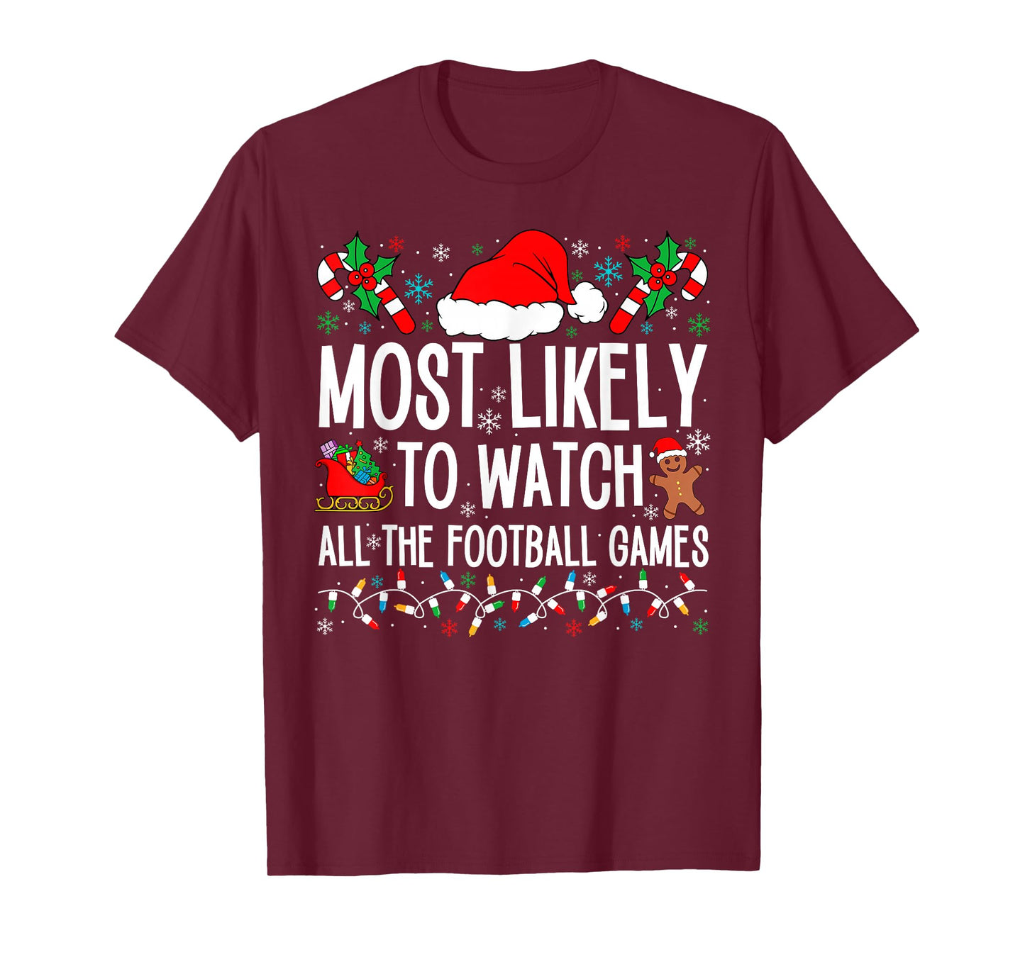 Funny Matching Most Likely Christmas Family 2024. Unisex Adults Football T-Shirt, Black, Small