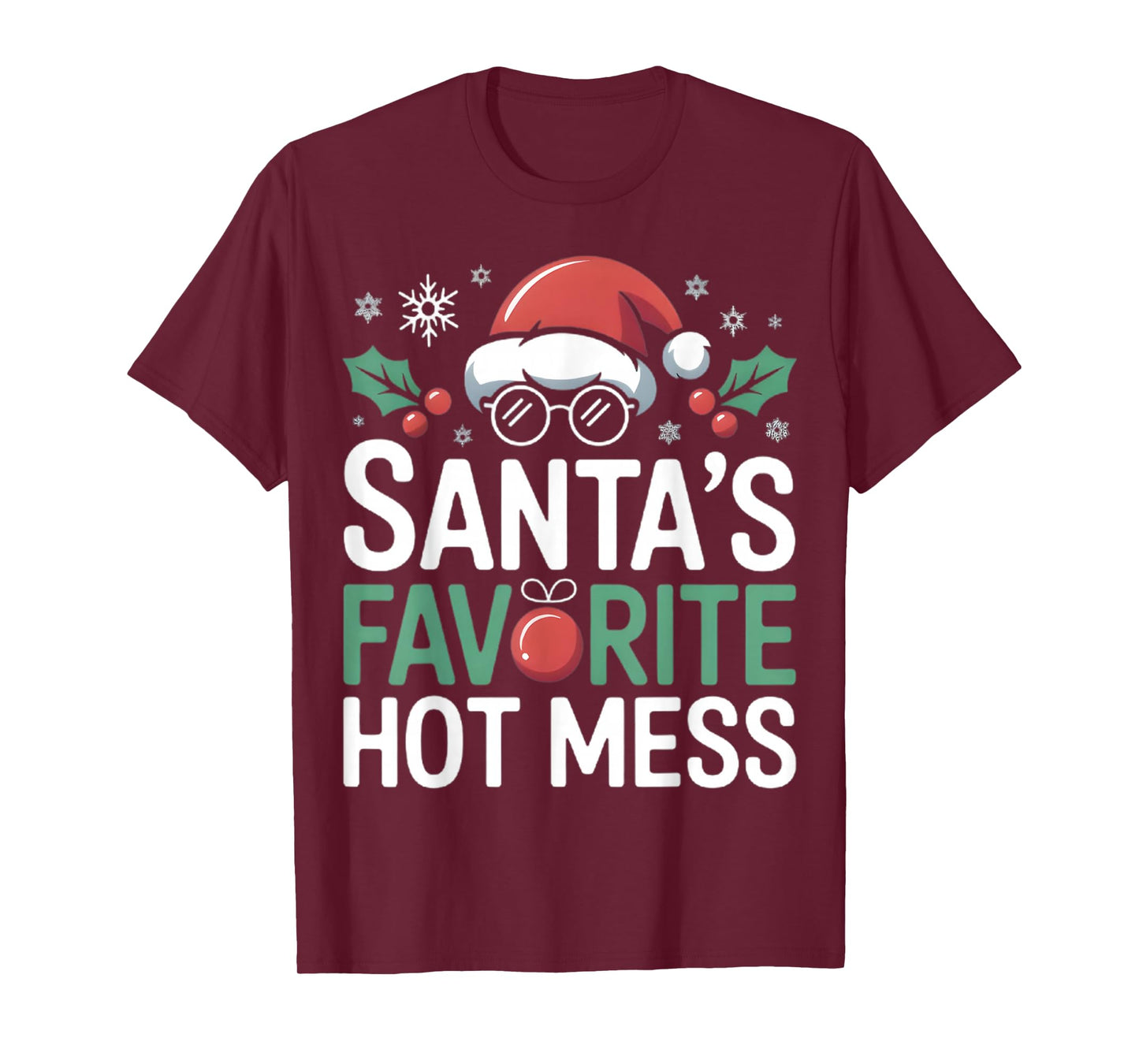Santa's Favorite Hot Mess Christmas Funny Margarita T-Shirt
