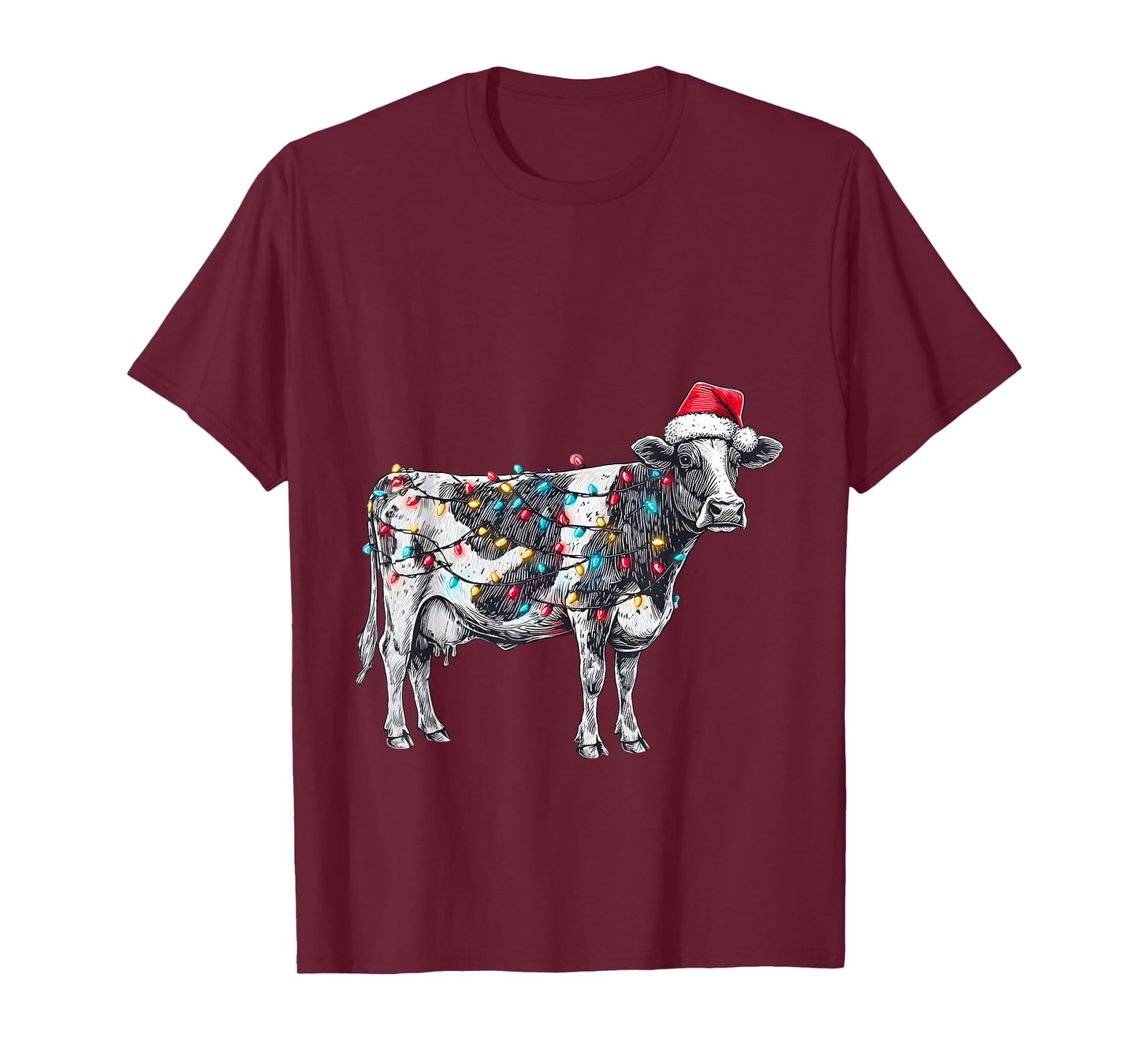 Funny Cow Christmas Holiday Santa Hat Farm Animal T-Shirt
