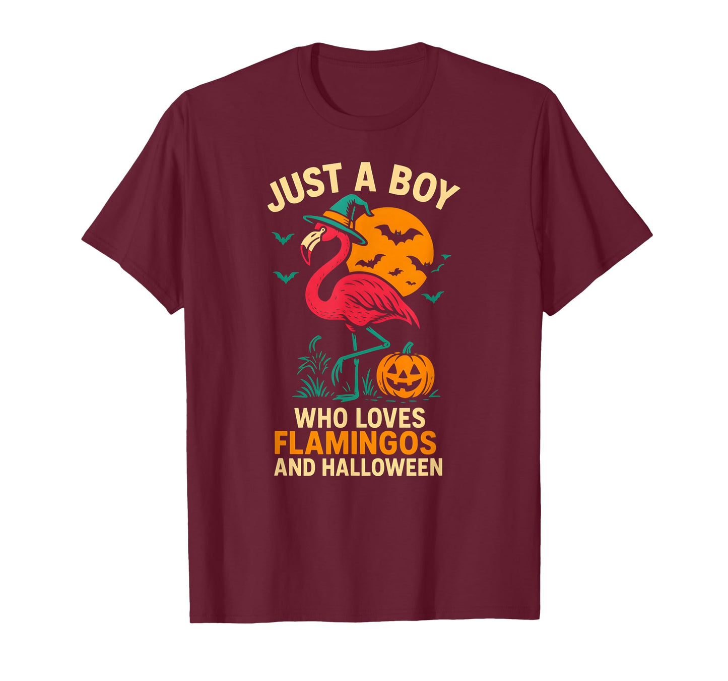 Flamingo Halloween Boy Loves Cute Boys Spooky Flamingo T-Shirt
