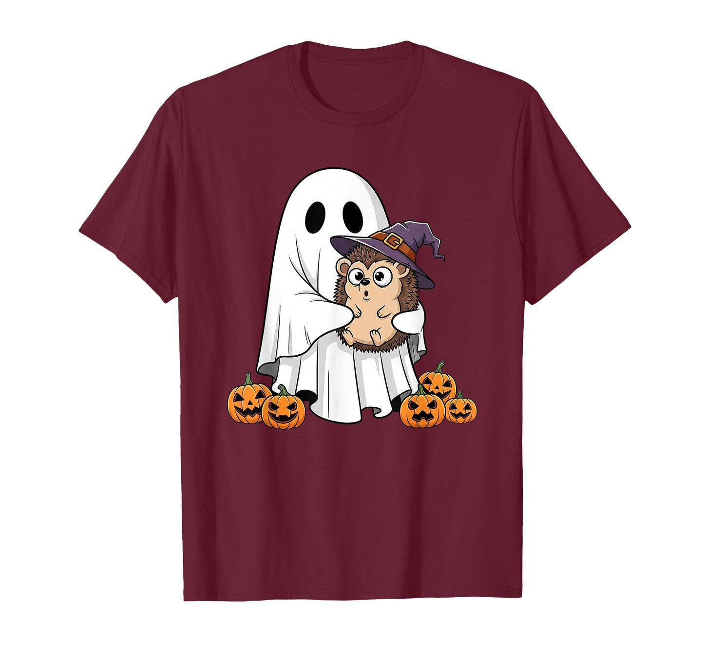 Funny Ghost Hedgehog Pumpkin Halloween Kids Mens Womens T-Shirt