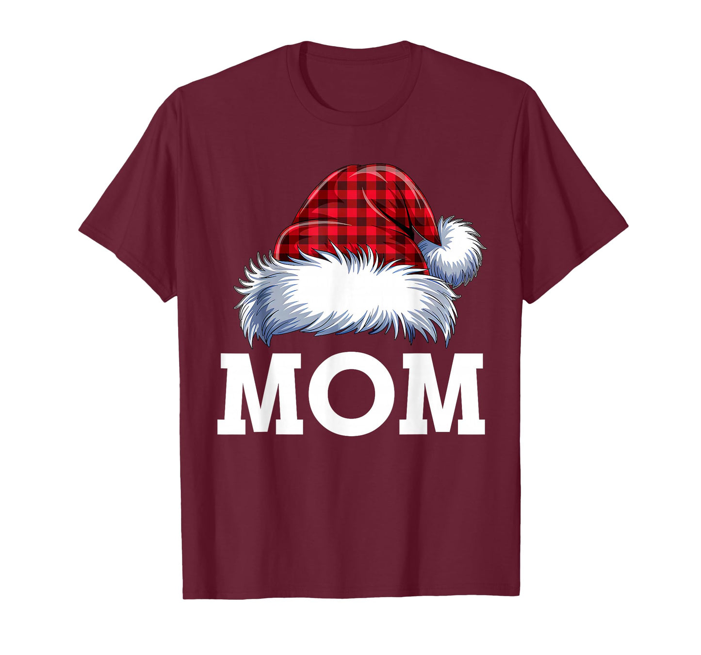 Mom Santa Red Plaid Christmas Family Matching Pajamas Xmas T-Shirt