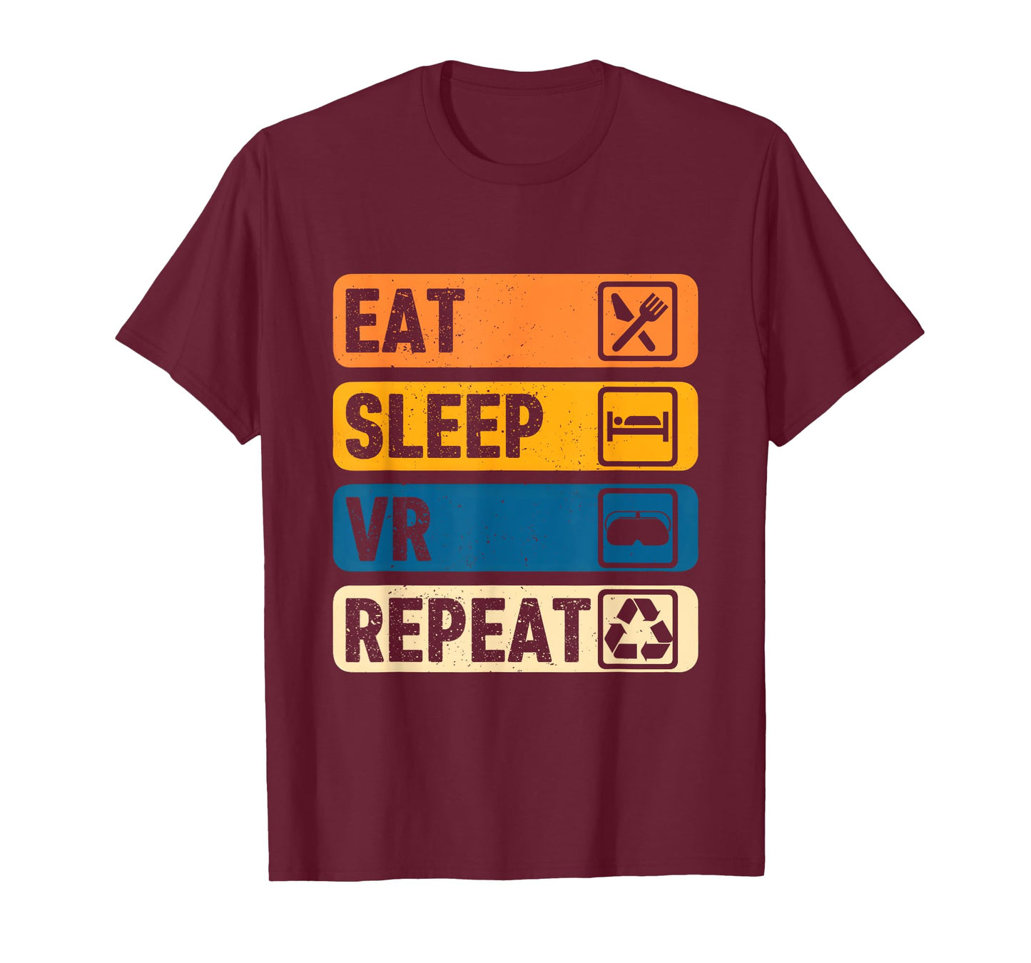 Eat Sleep VR Repeat Vintage Gamer Gaming Virtual Reality T-Shirt