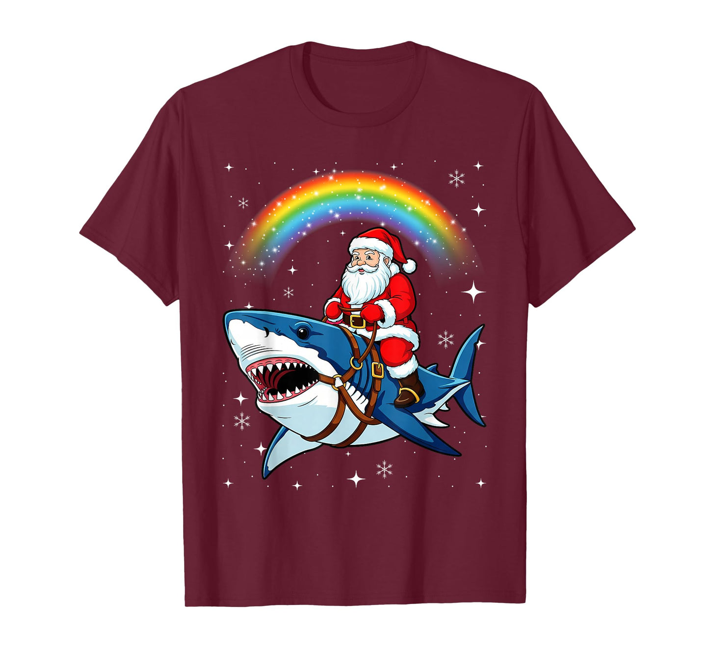 Santa Claus Riding Shark Christmas Boys Merry Sharkmas Xmas T-Shirt