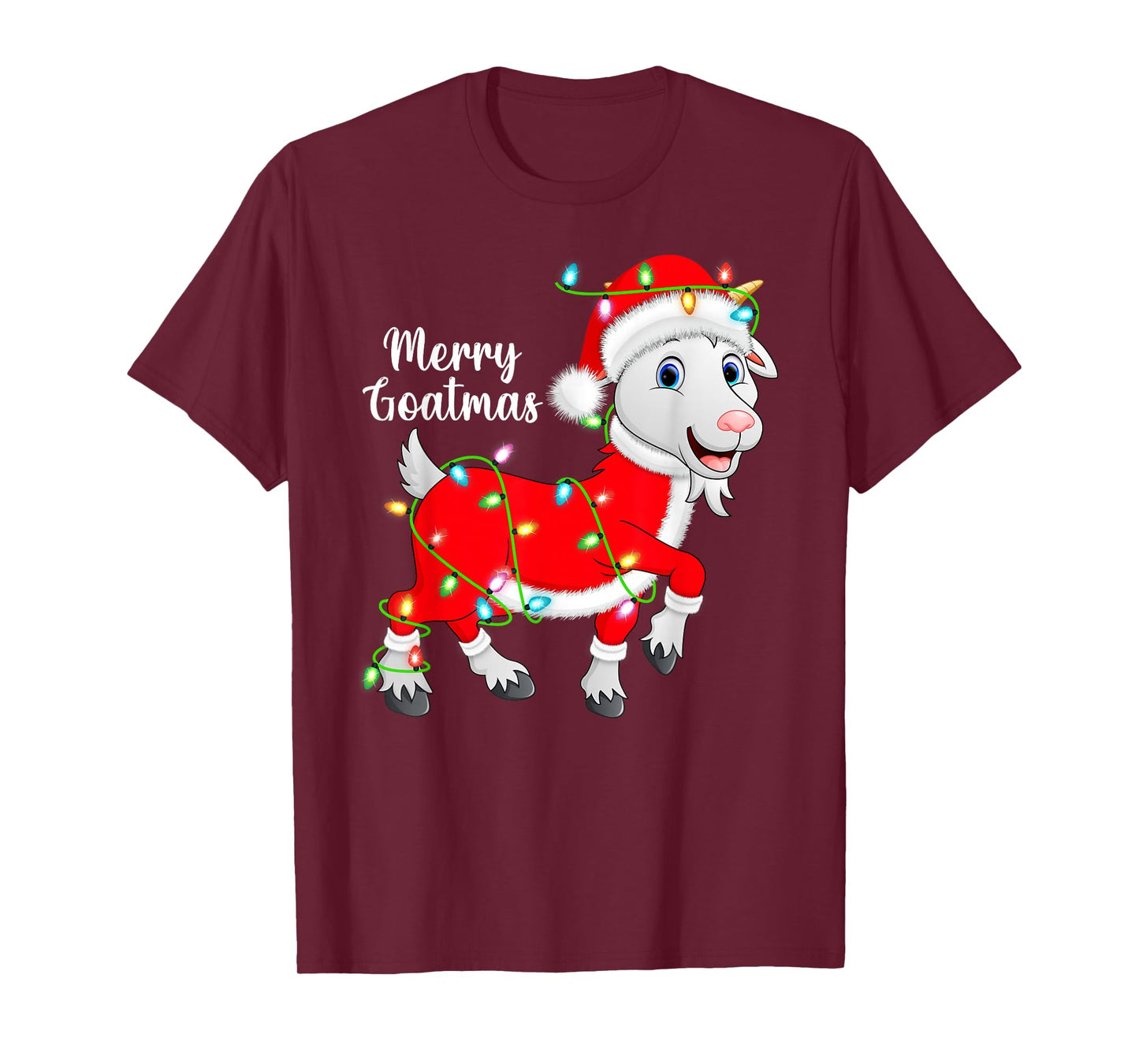 Goat Xmas Lights Funny Santa Costume Goat Christmas T-Shirt