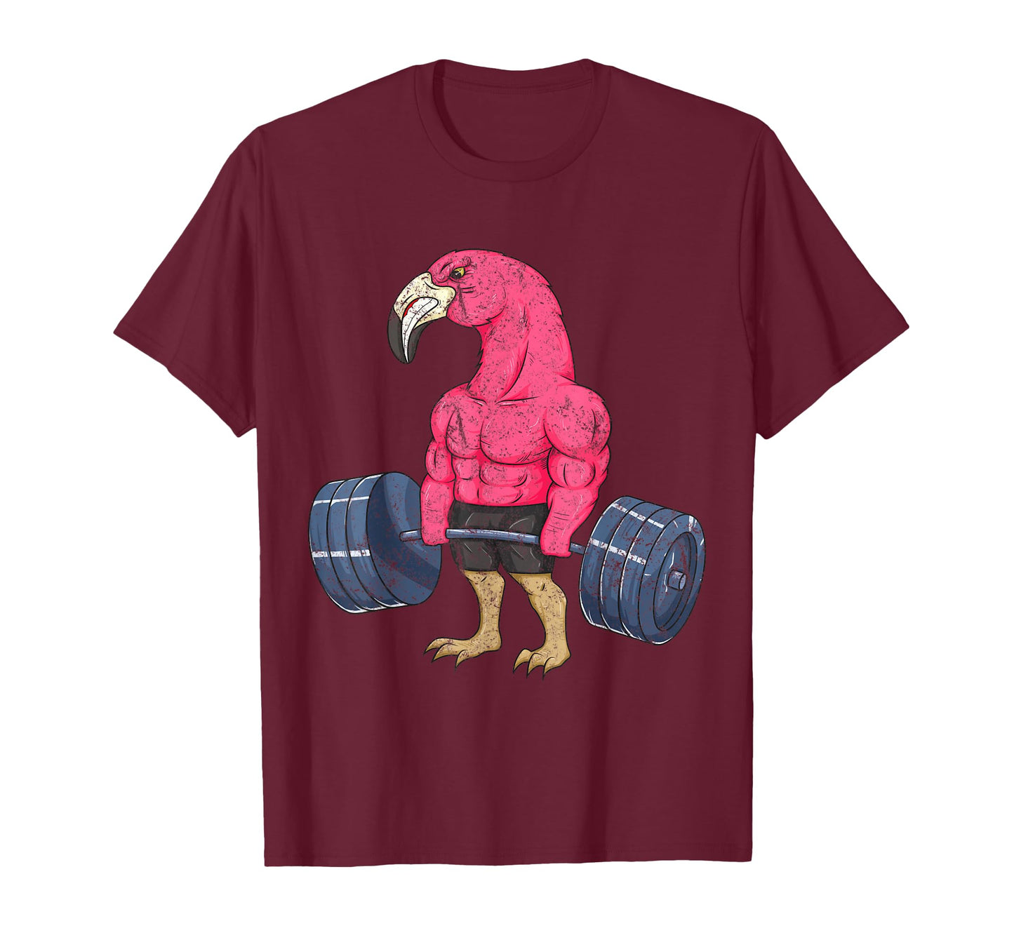 Vintage Flamingo Weightlifting Bodybuilder Muscle Fitness T-Shirt