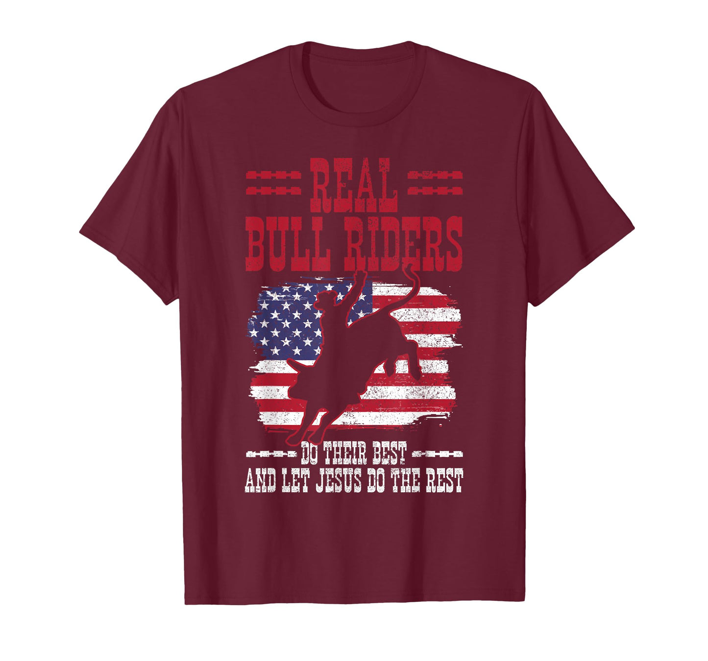 Bull Riding American Flag Rodeo Patriotic Christian Rider T-Shirt